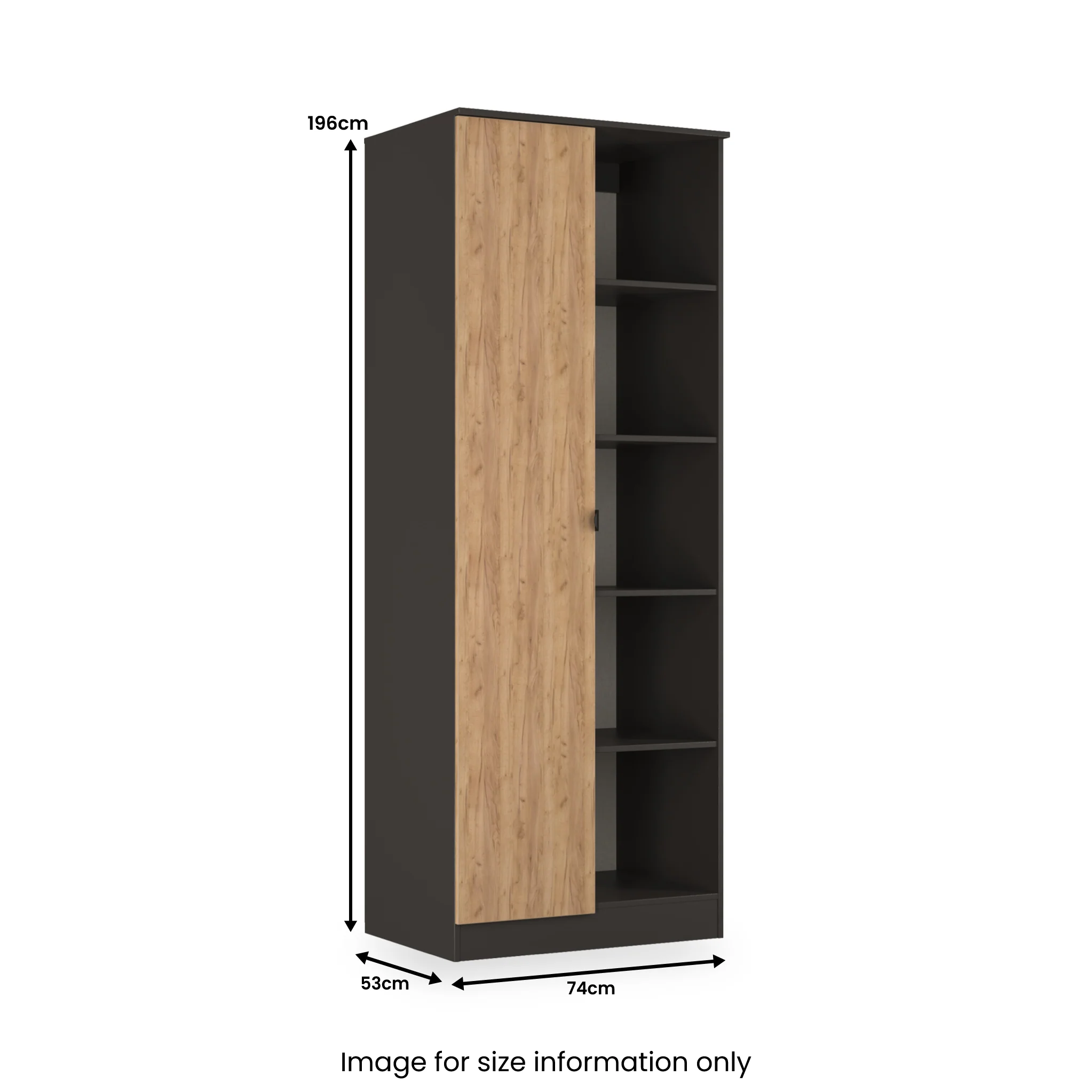 Huxley 1 Door Wardrobe with Open Shelves - Image 22