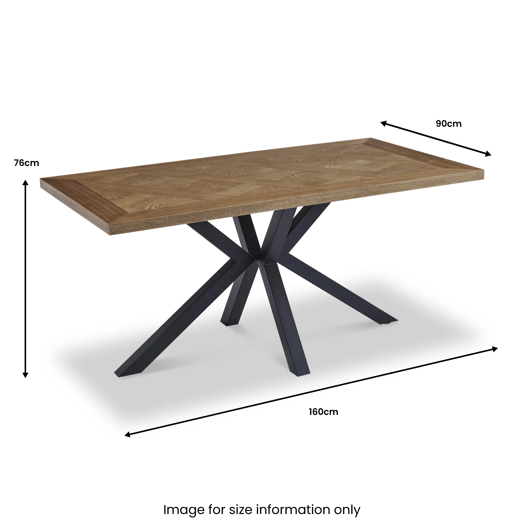 Ingrid Oak Parquet 160cm Dining Table - Image 7