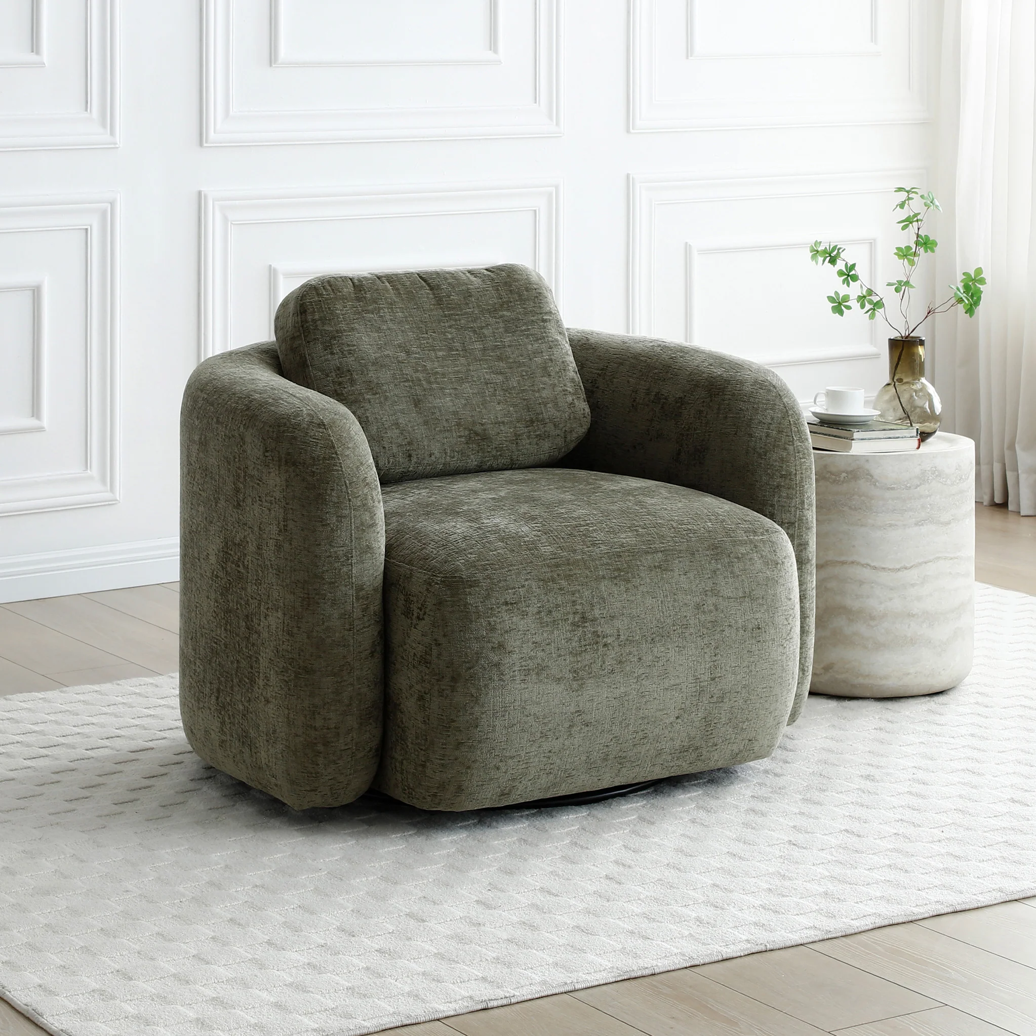 Irving Chenille Swivel Chair - Image 11