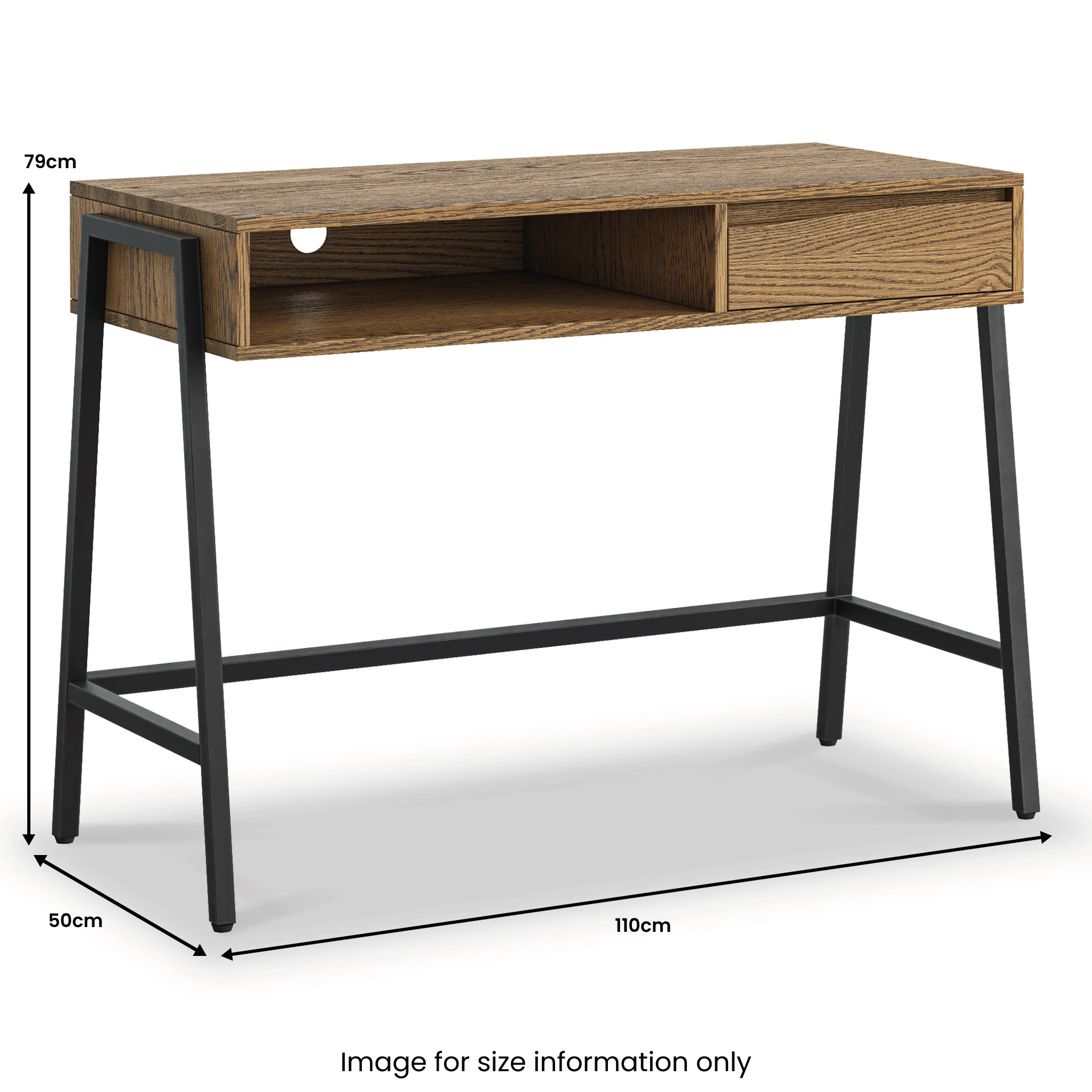 Isaac Oak 1 Drawer Desk - Image 2
