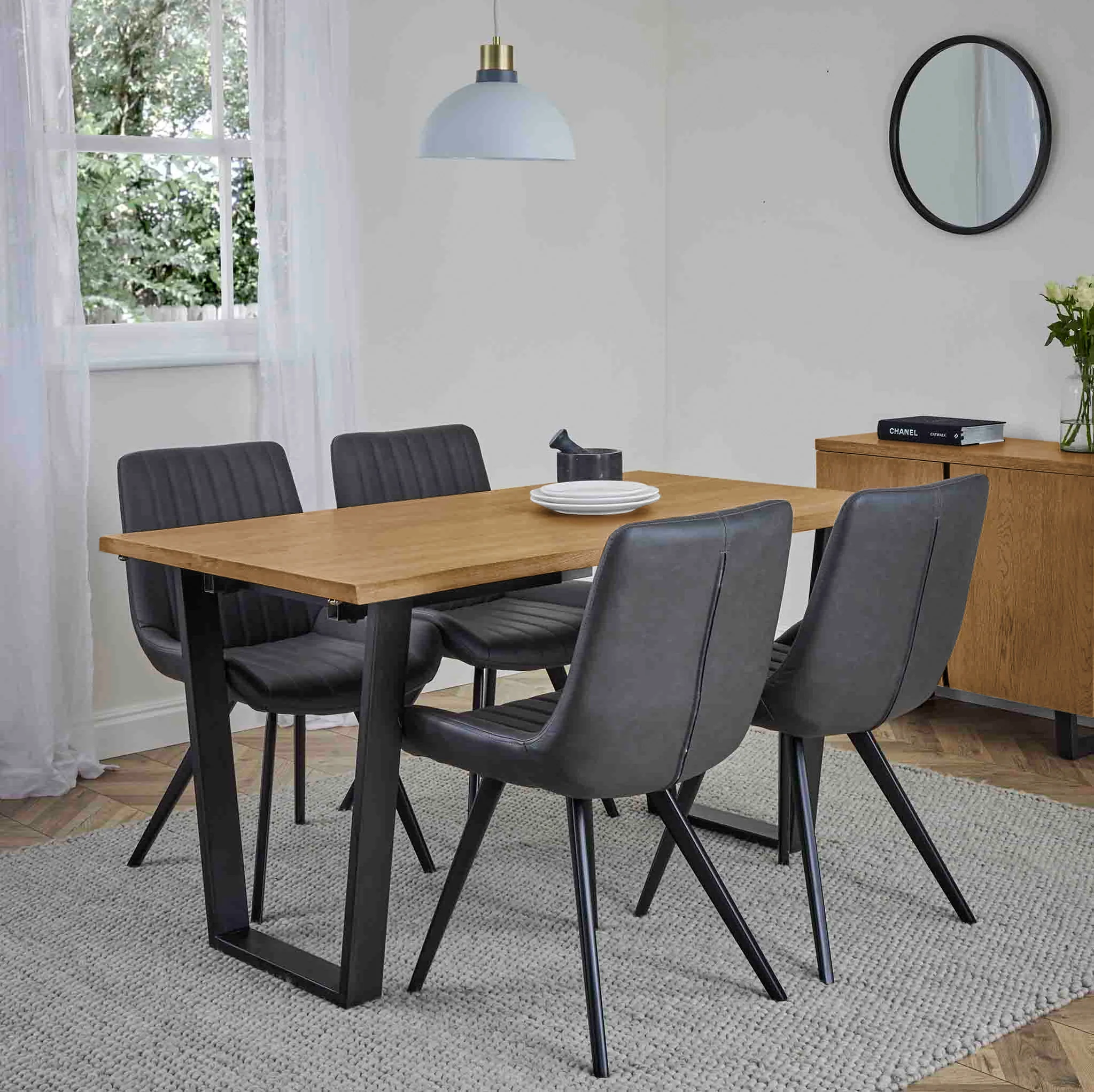 Isaac Oak 140cm Dining Table - Image 3