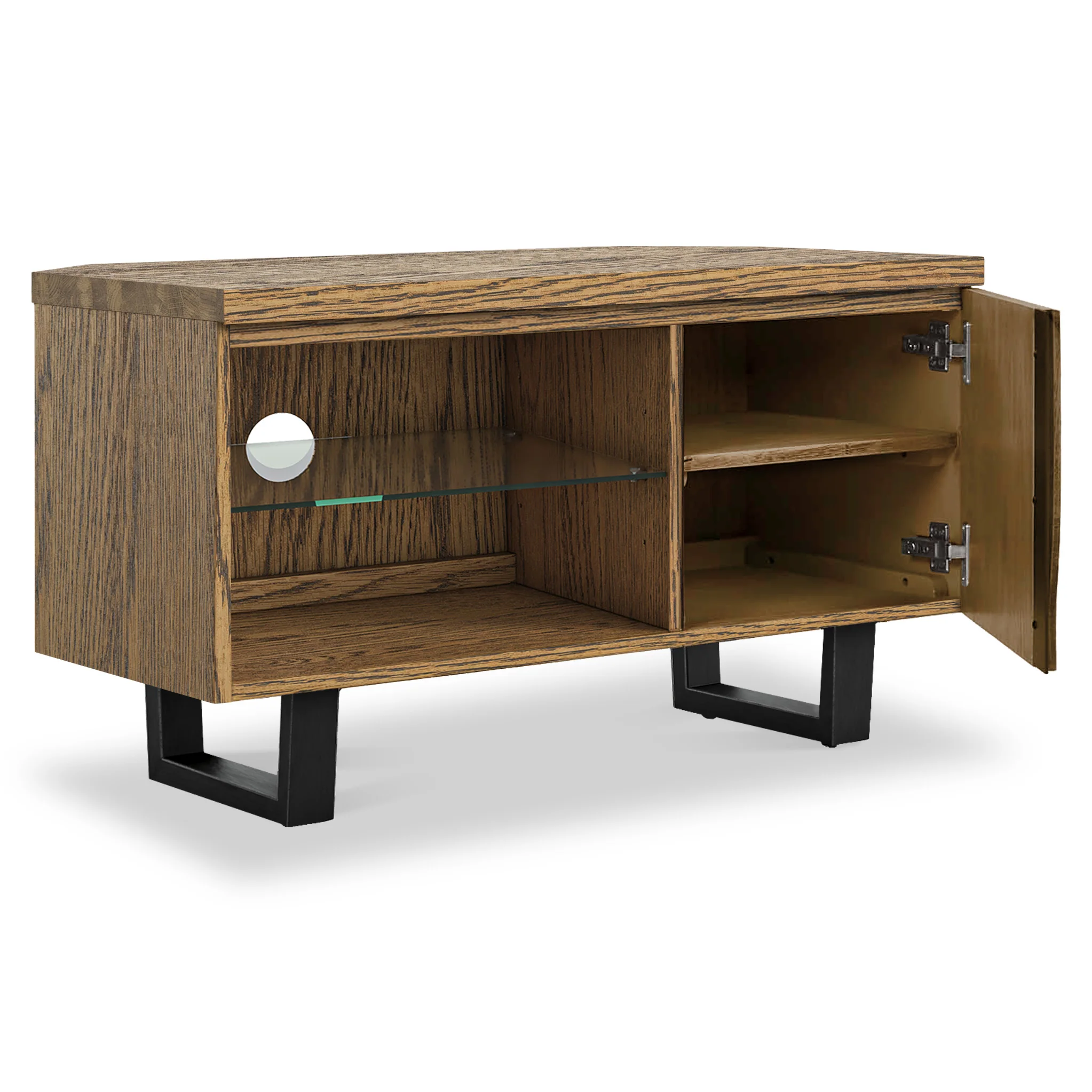 Isaac Oak 90cm Corner TV Stand - Image 3