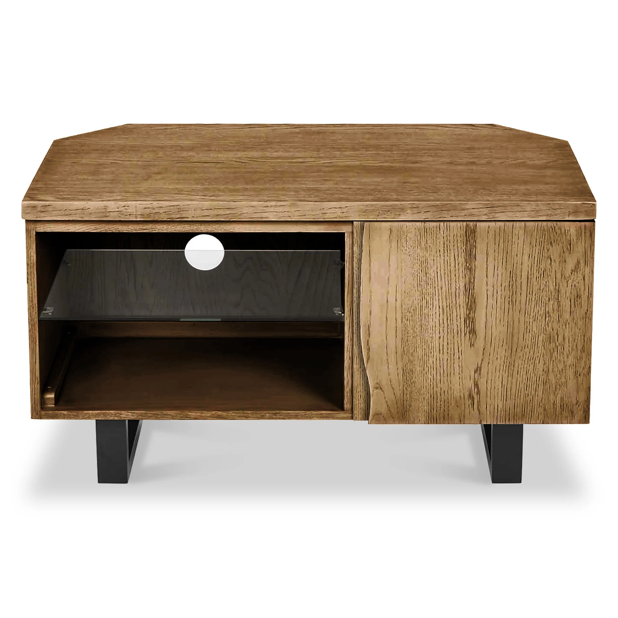 Isaac Oak 90cm Corner TV Stand - Image 4