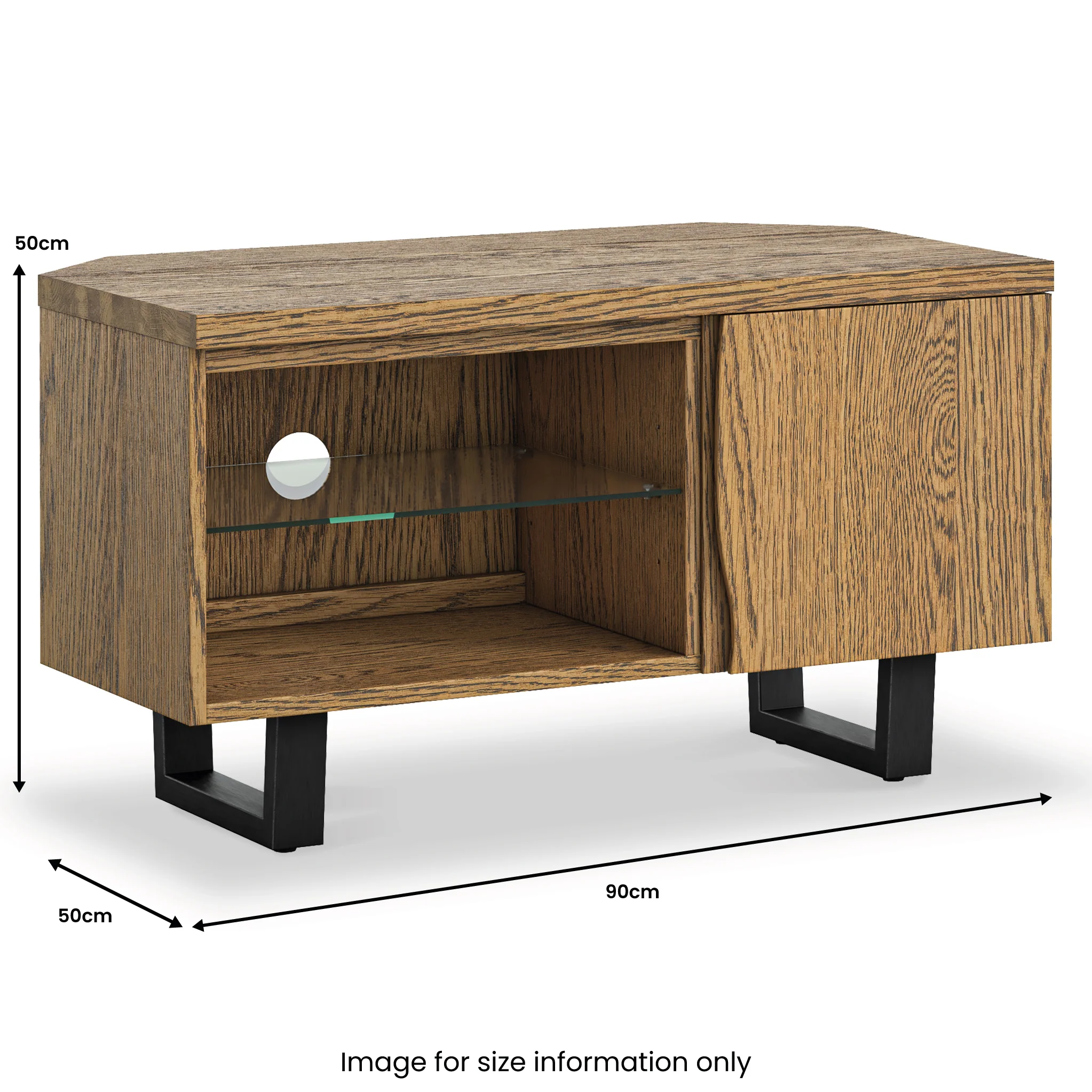 Isaac Oak 90cm Corner TV Stand - Image 9