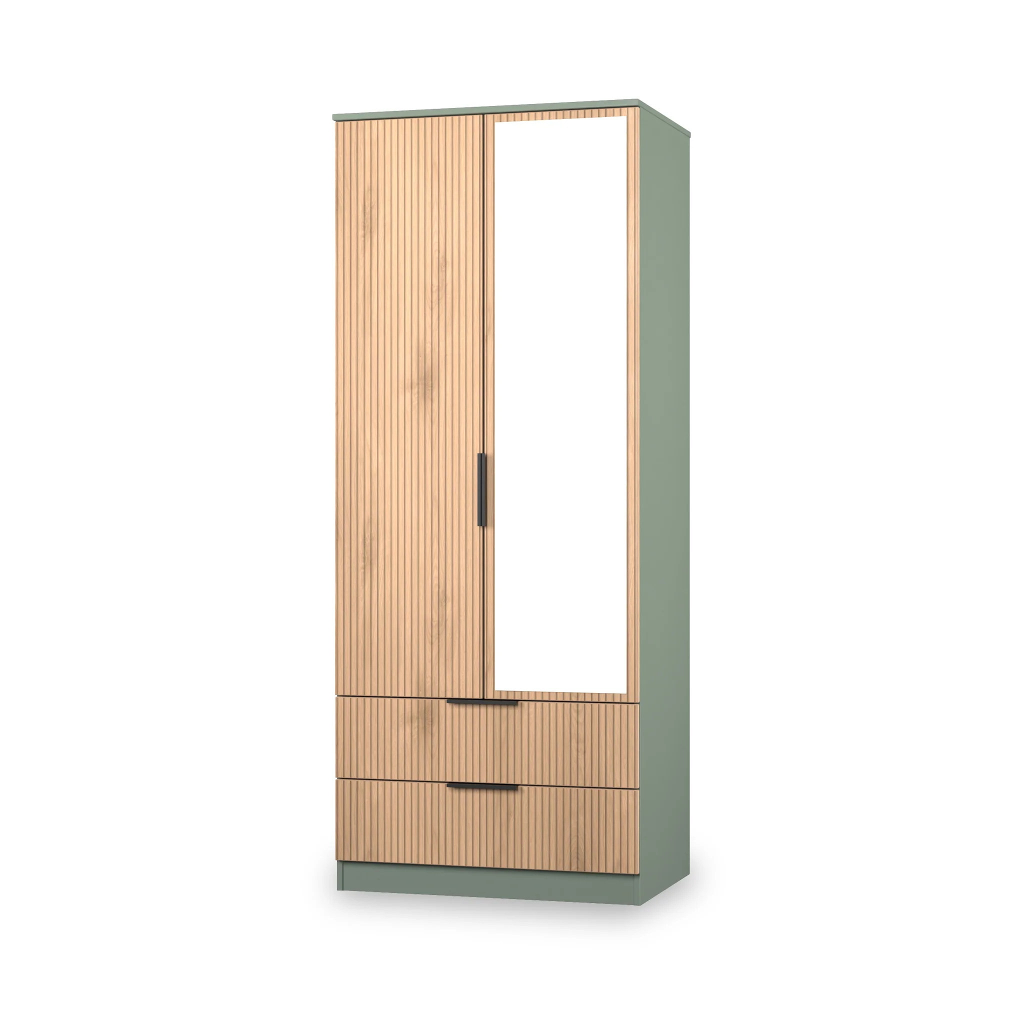 Jago Slatted Effect 2 Door 2 Drawer Mirrored Wardrobe - Image 11