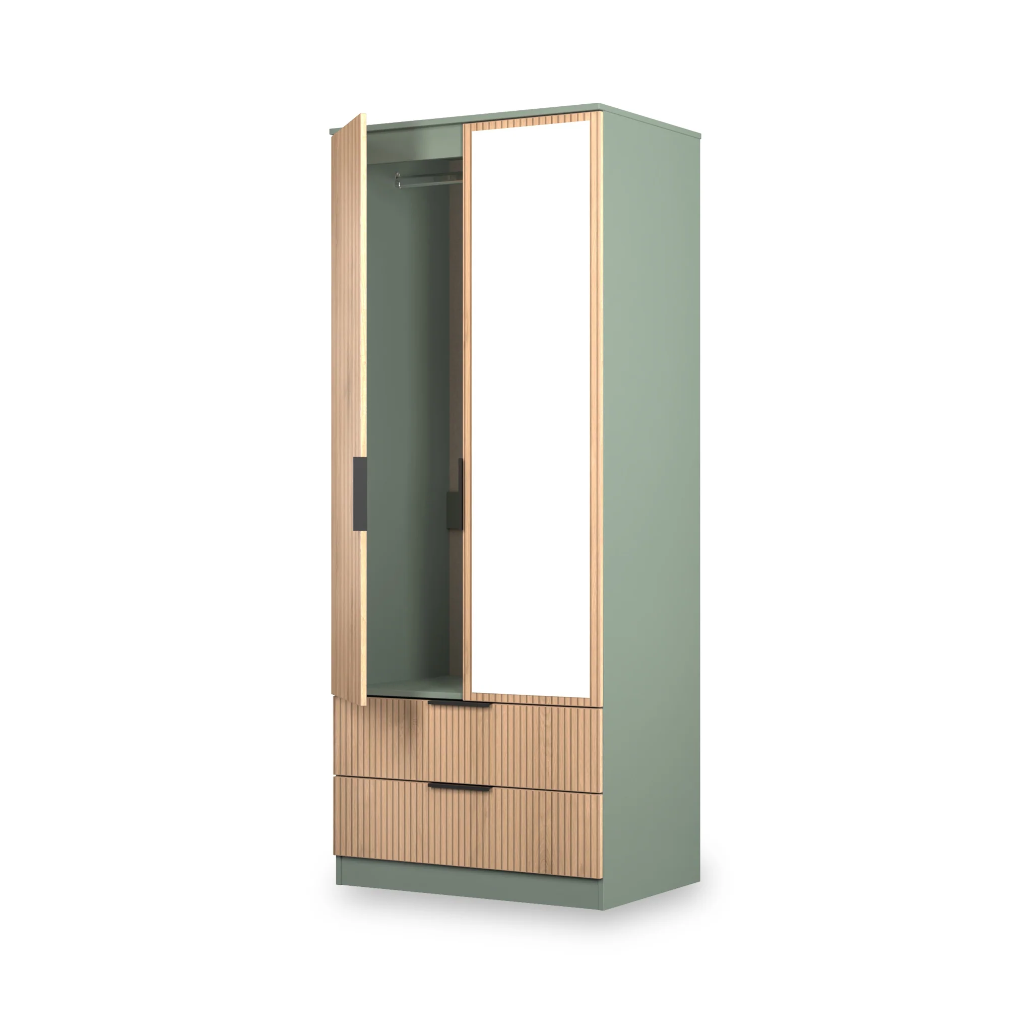Jago Slatted Effect 2 Door 2 Drawer Mirrored Wardrobe - Image 12