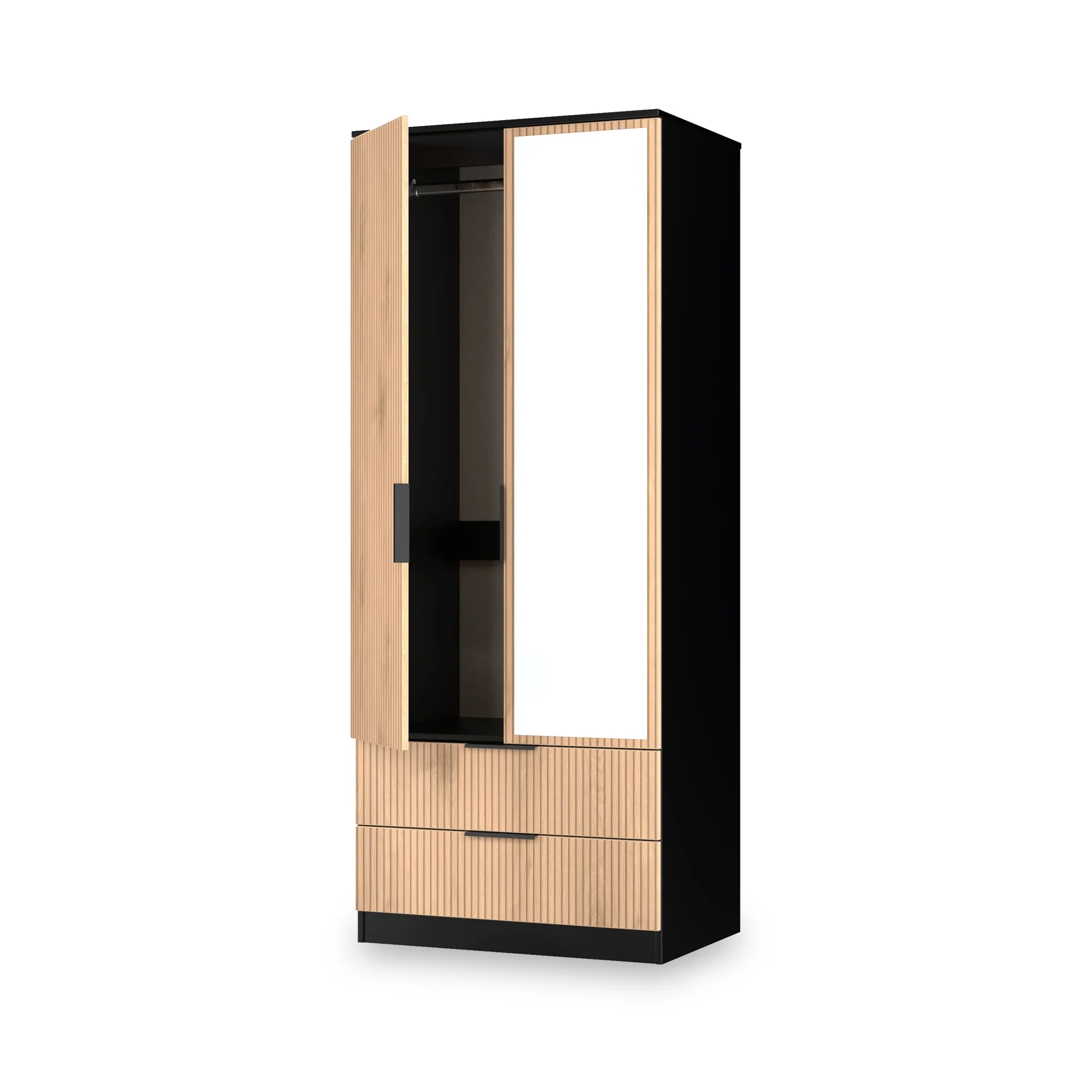 Jago Slatted Effect 2 Door 2 Drawer Mirrored Wardrobe - Image 5