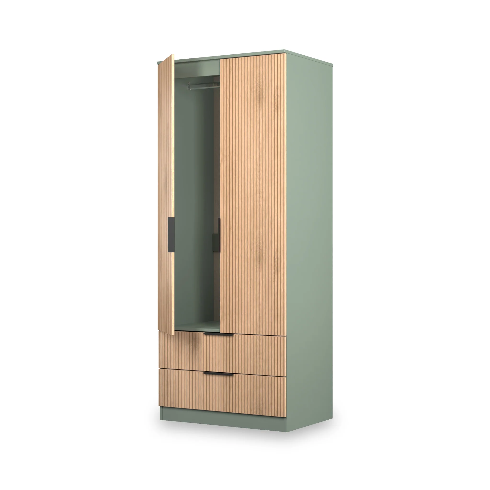 Jago Slatted Effect 2 Door 2 Drawer Wardrobe - Image 12