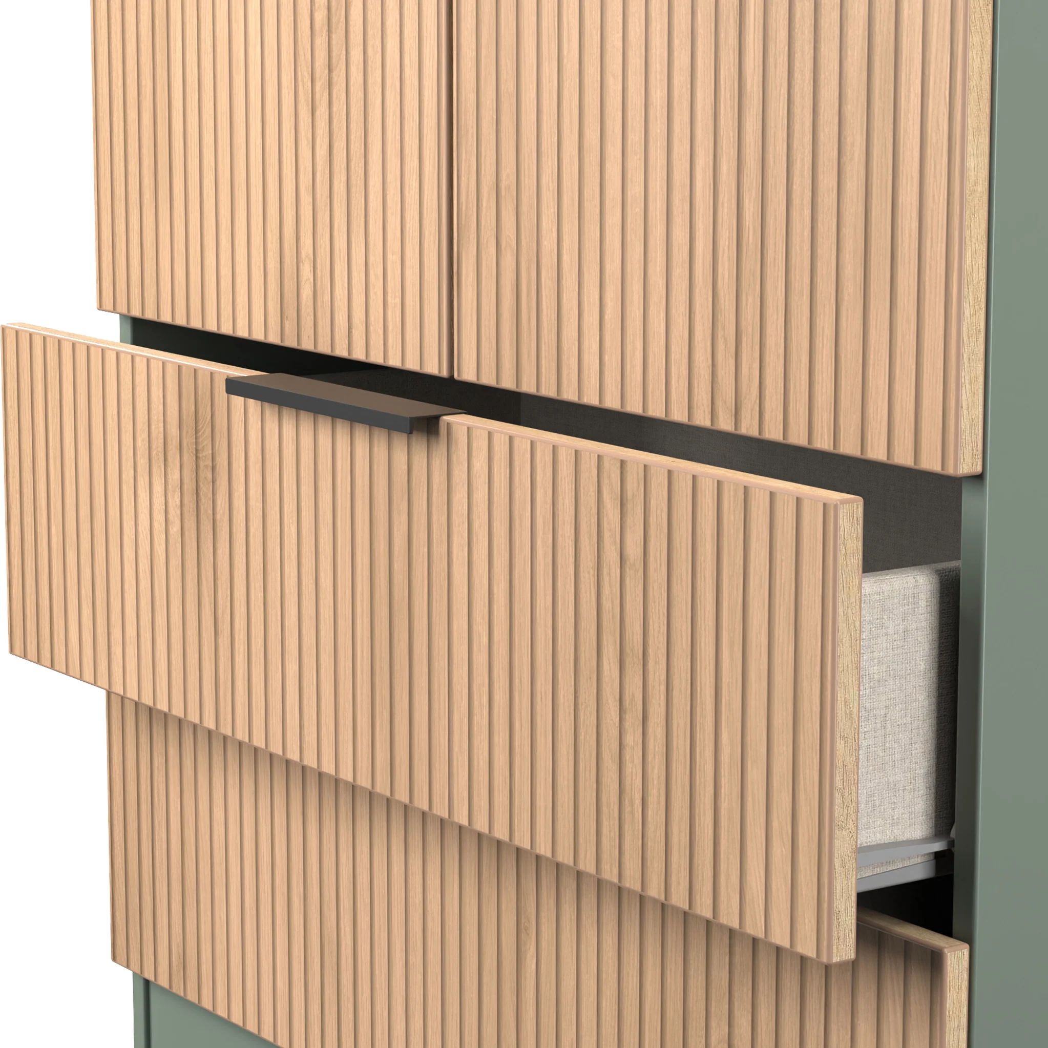 Jago Slatted Effect 2 Door 2 Drawer Wardrobe - Image 13