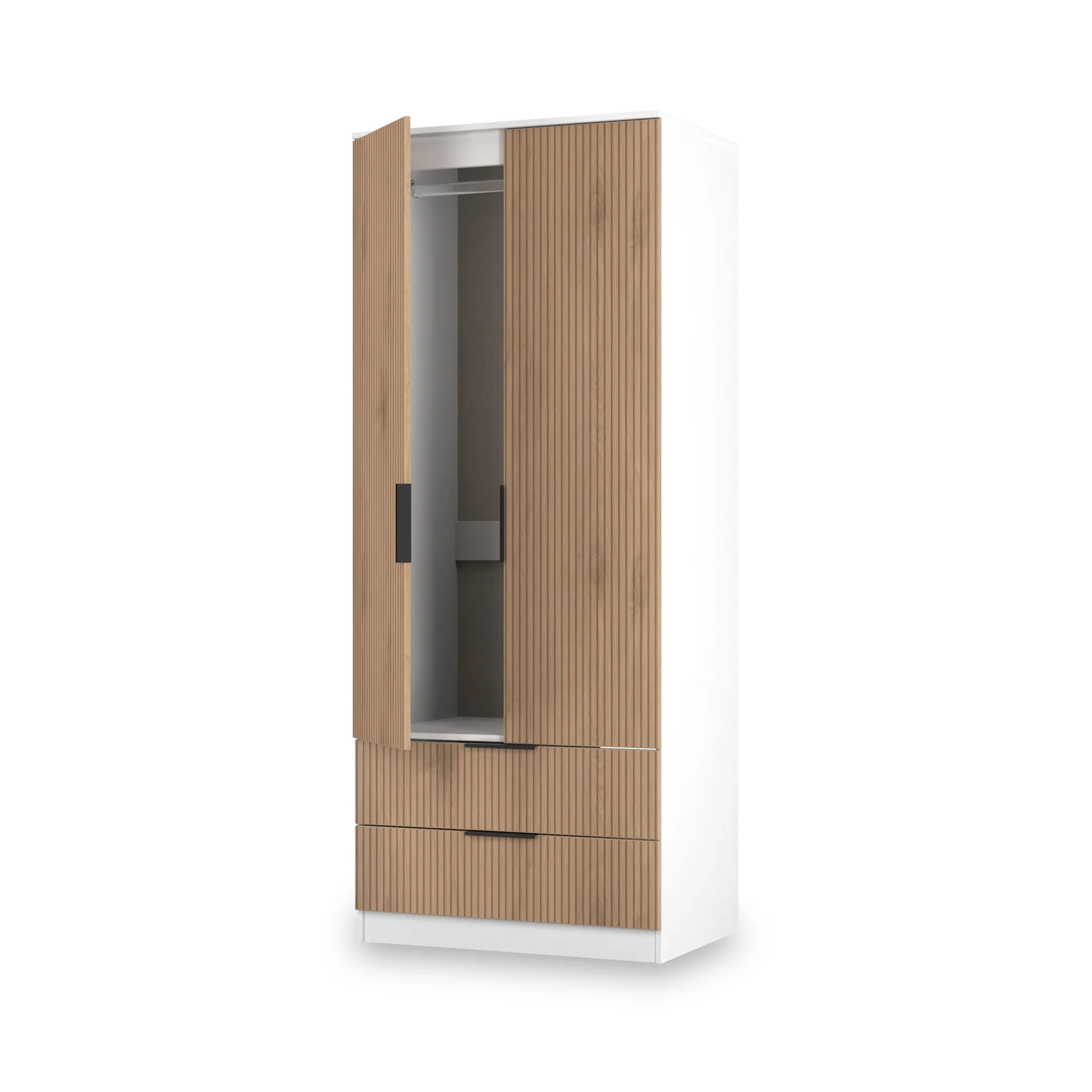 Jago Slatted Effect 2 Door 2 Drawer Wardrobe - Image 19
