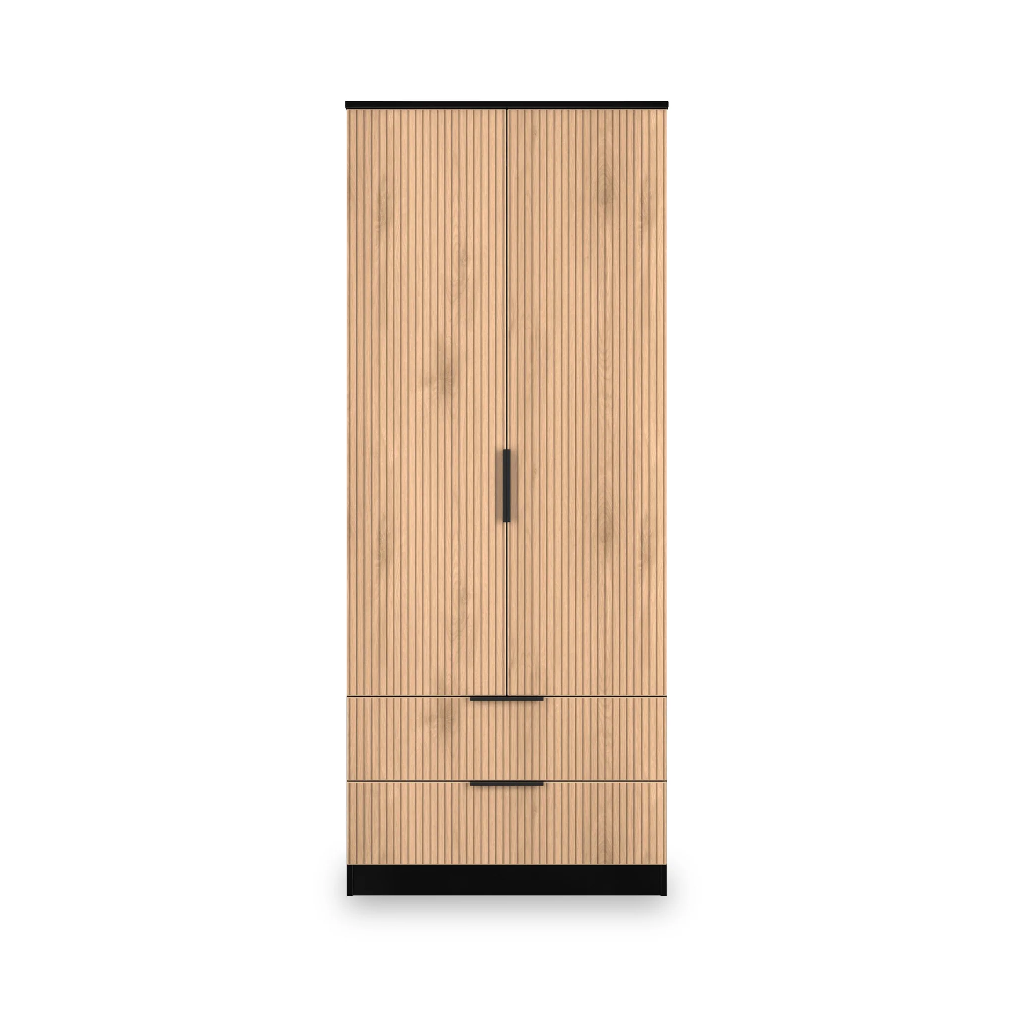 Jago Slatted Effect 2 Door 2 Drawer Wardrobe - Image 2