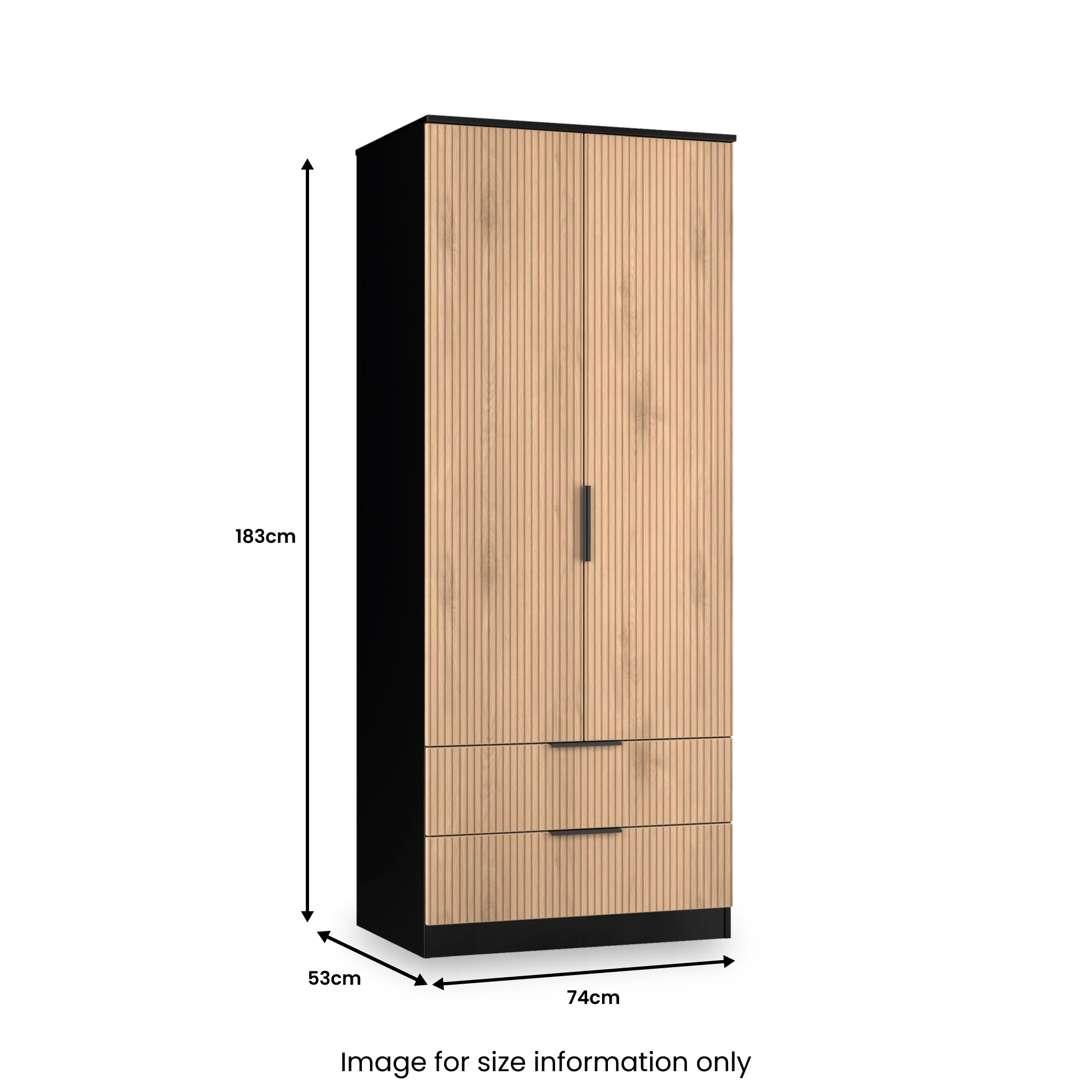 Jago Slatted Effect 2 Door 2 Drawer Wardrobe - Image 22