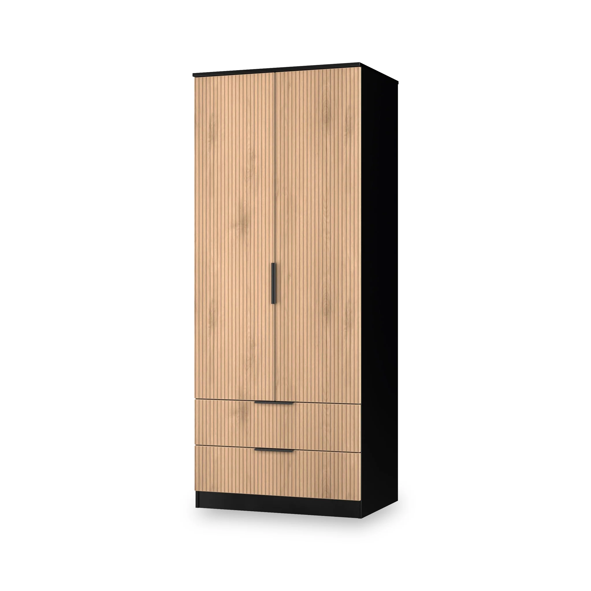 Jago Slatted Effect 2 Door 2 Drawer Wardrobe - Image 4