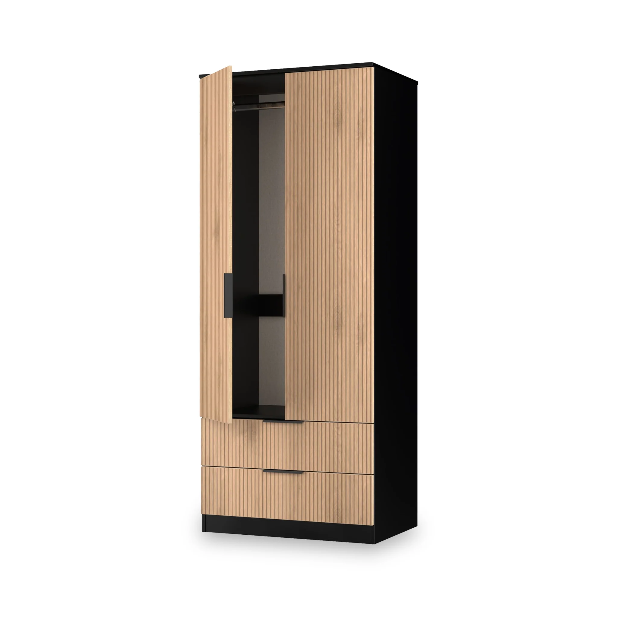 Jago Slatted Effect 2 Door 2 Drawer Wardrobe - Image 5
