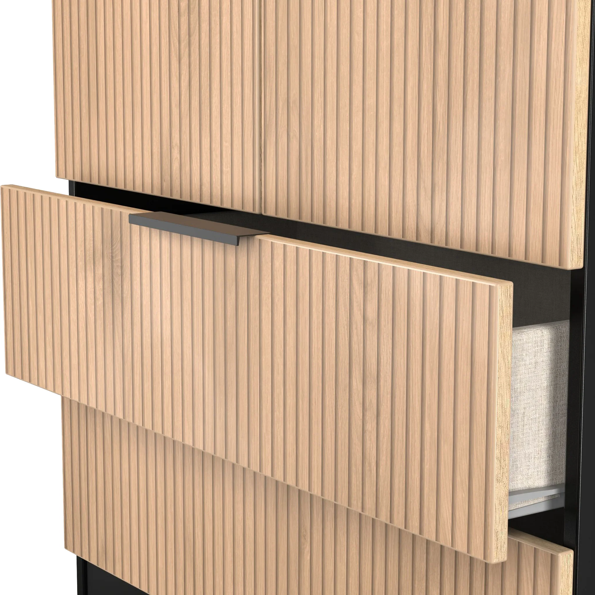 Jago Slatted Effect 2 Door 2 Drawer Wardrobe - Image 6