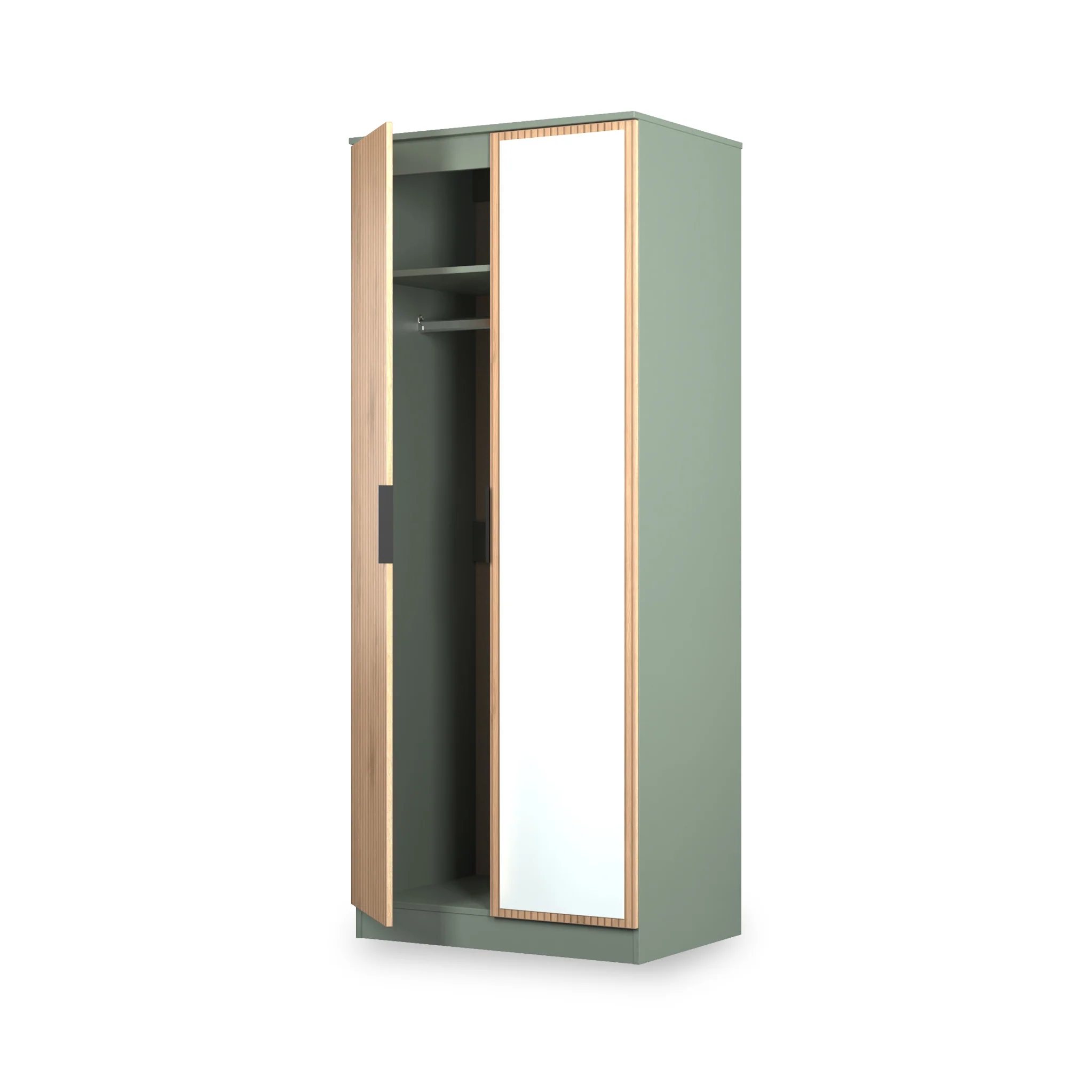 Jago Slatted Effect 2 Door Mirrored Wardrobe - Image 11