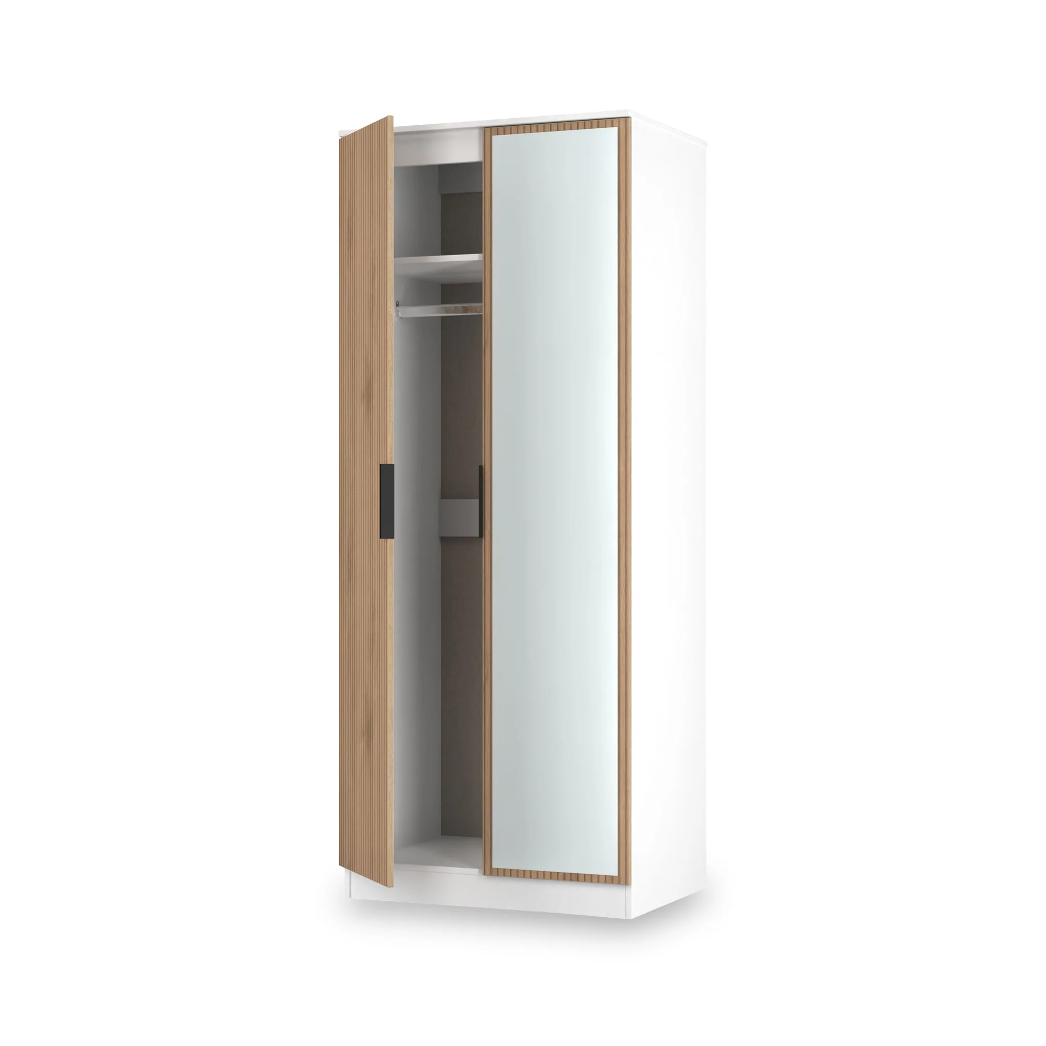 Jago Slatted Effect 2 Door Mirrored Wardrobe - Image 18