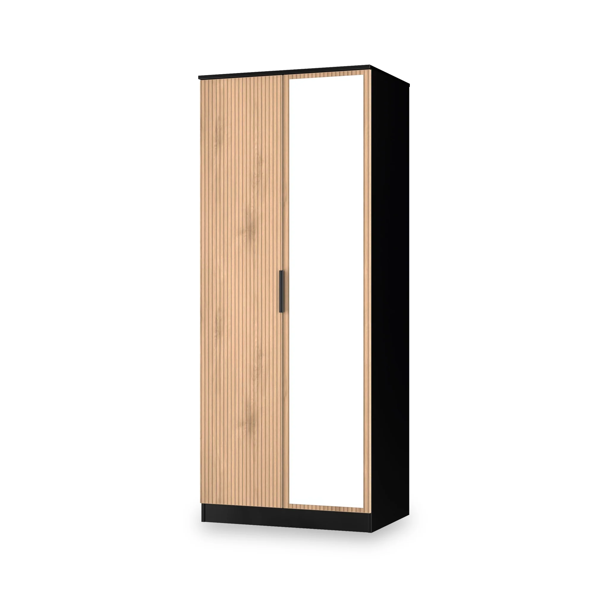 Jago Slatted Effect 2 Door Mirrored Wardrobe - Image 4