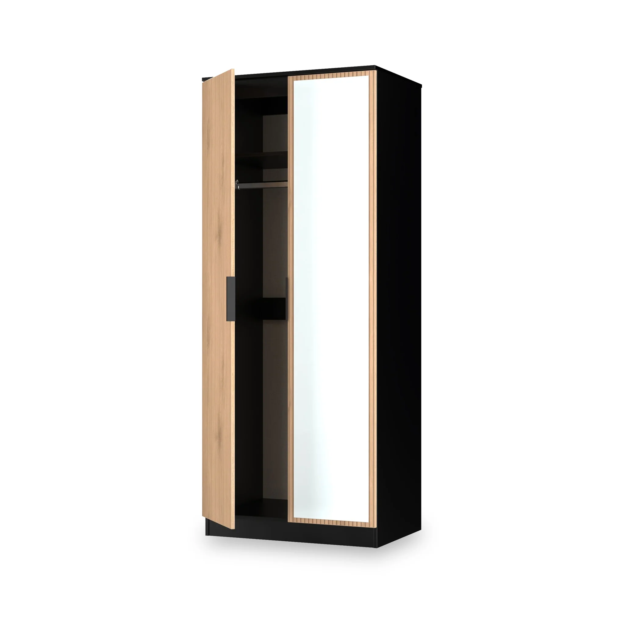 Jago Slatted Effect 2 Door Mirrored Wardrobe - Image 5