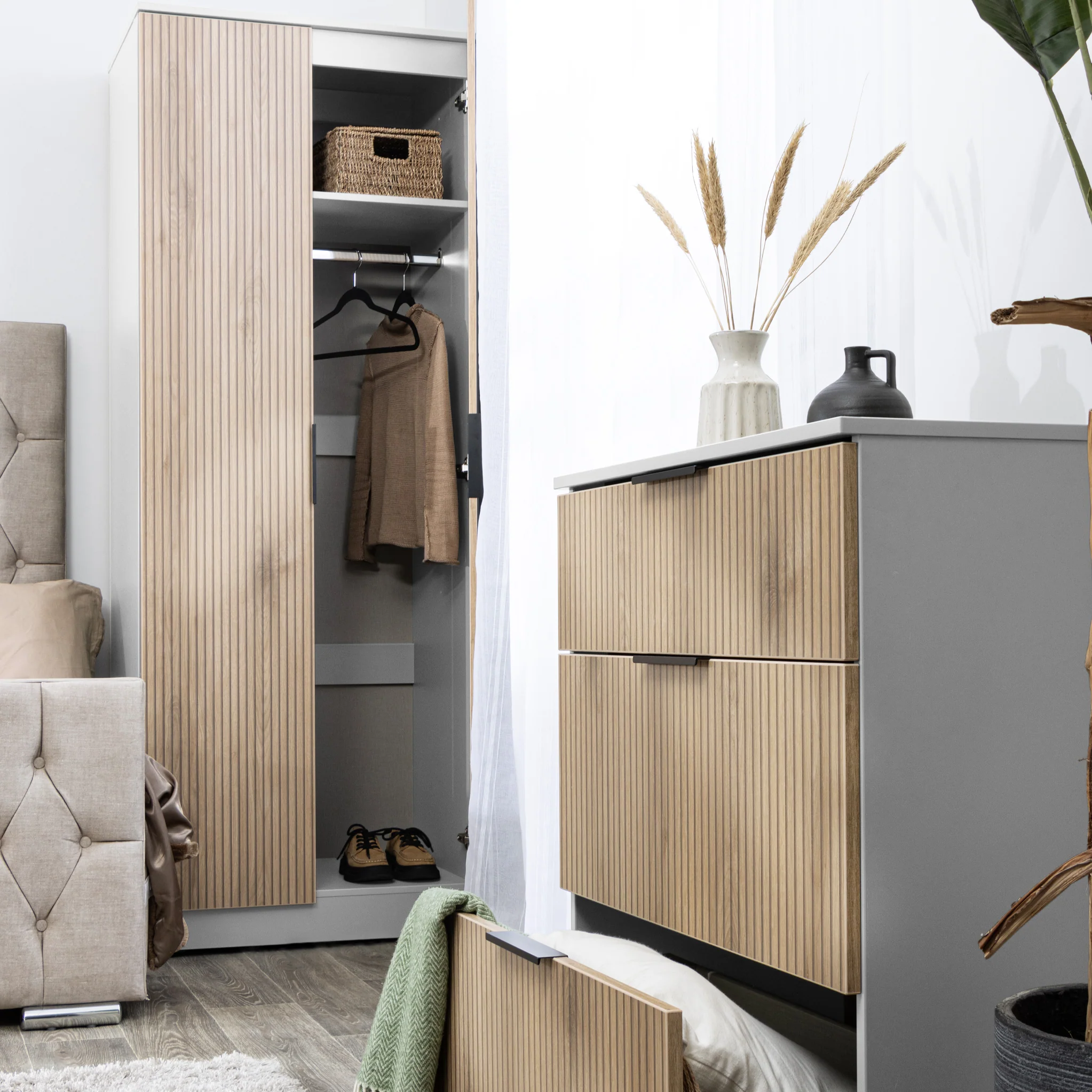 Jago Slatted Effect 2 Door Wardrobe - Image 5