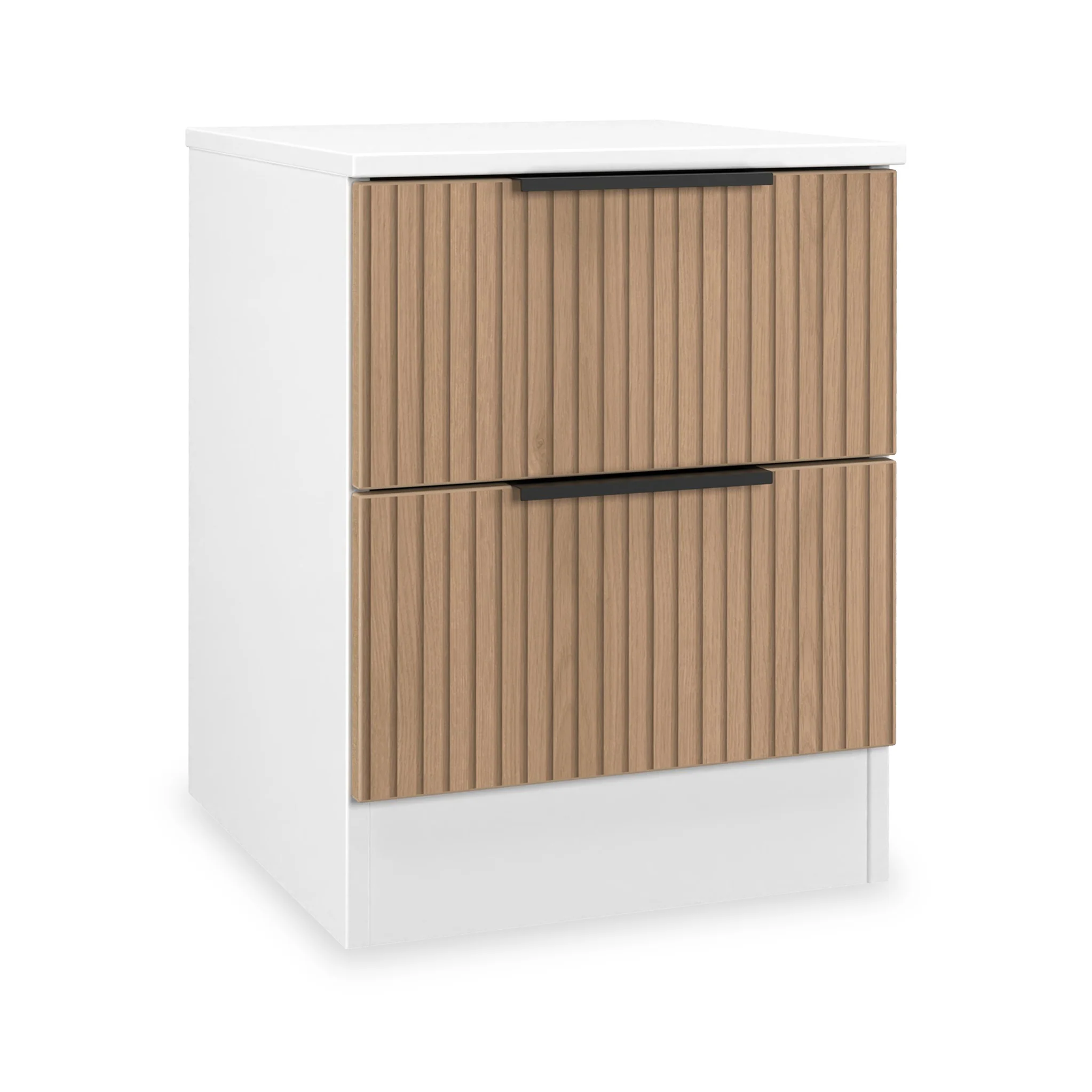 Jago Slatted Effect 2 Drawer Bedside Table - Image 11