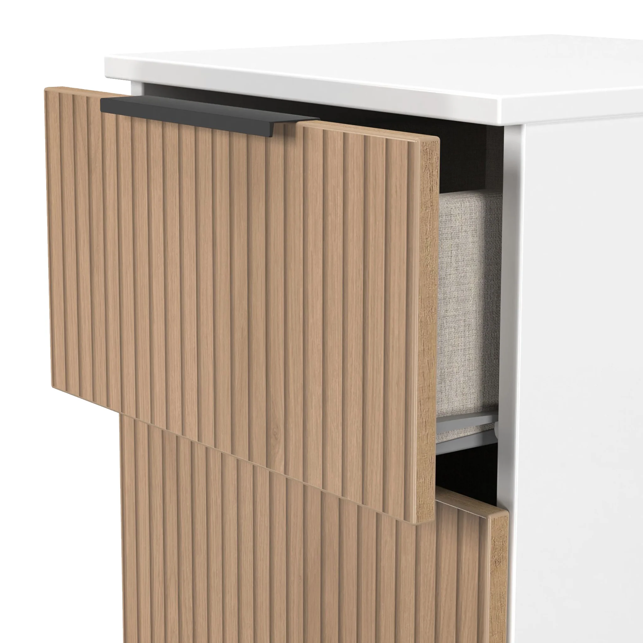 Jago Slatted Effect 2 Drawer Bedside Table - Image 15