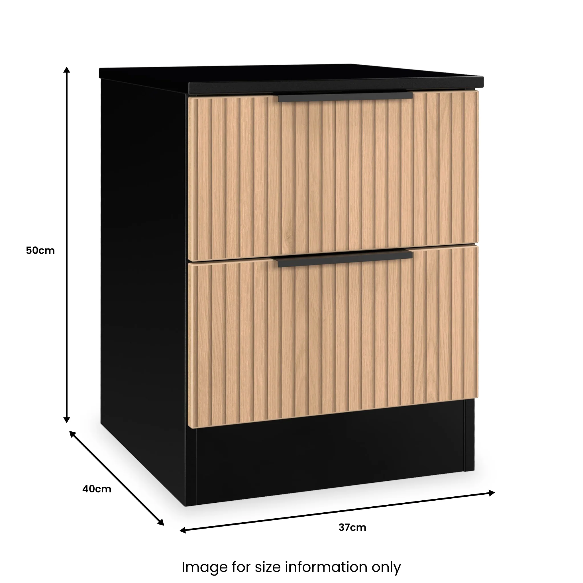 Jago Slatted Effect 2 Drawer Bedside Table - Image 16