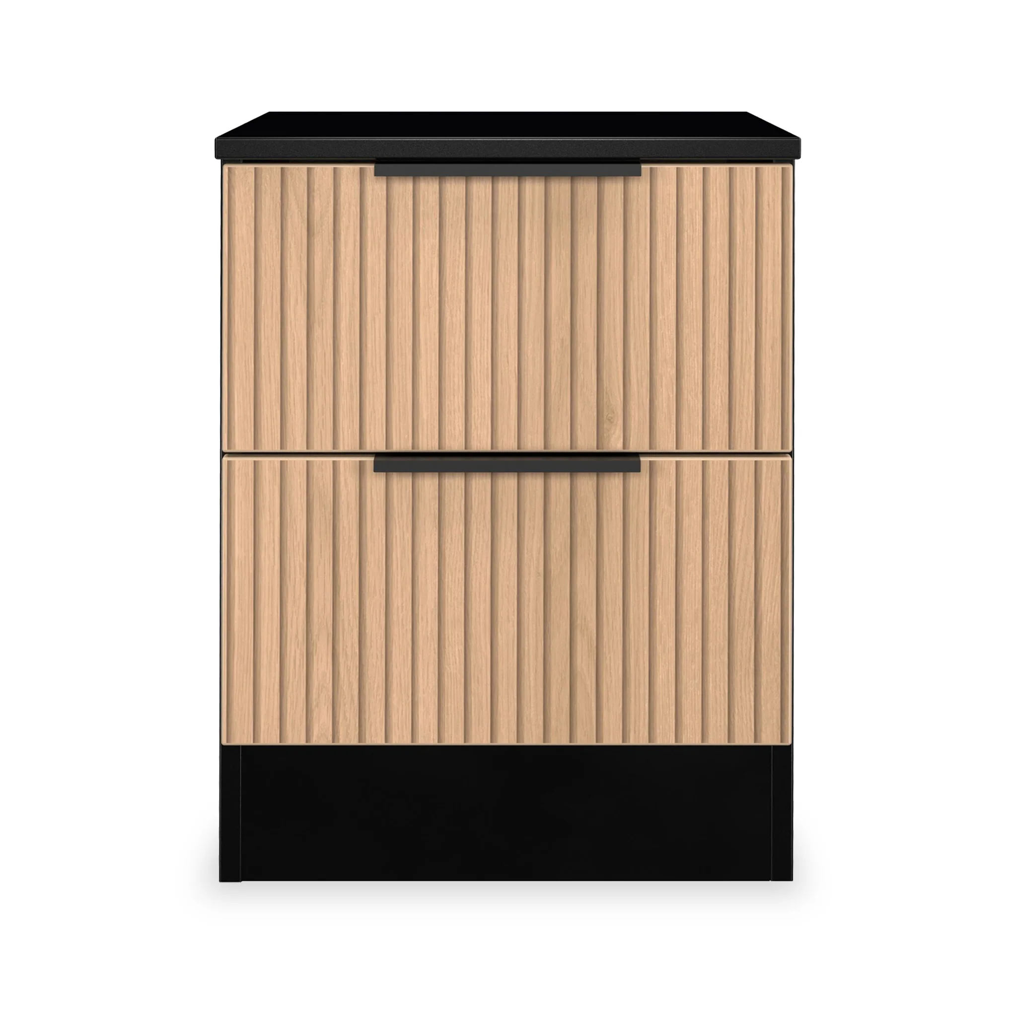 Jago Slatted Effect 2 Drawer Bedside Table - Image 2