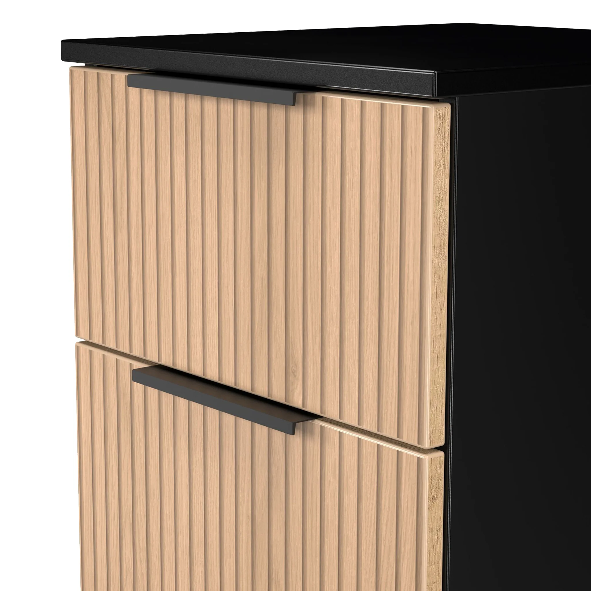 Jago Slatted Effect 2 Drawer Bedside Table - Image 4