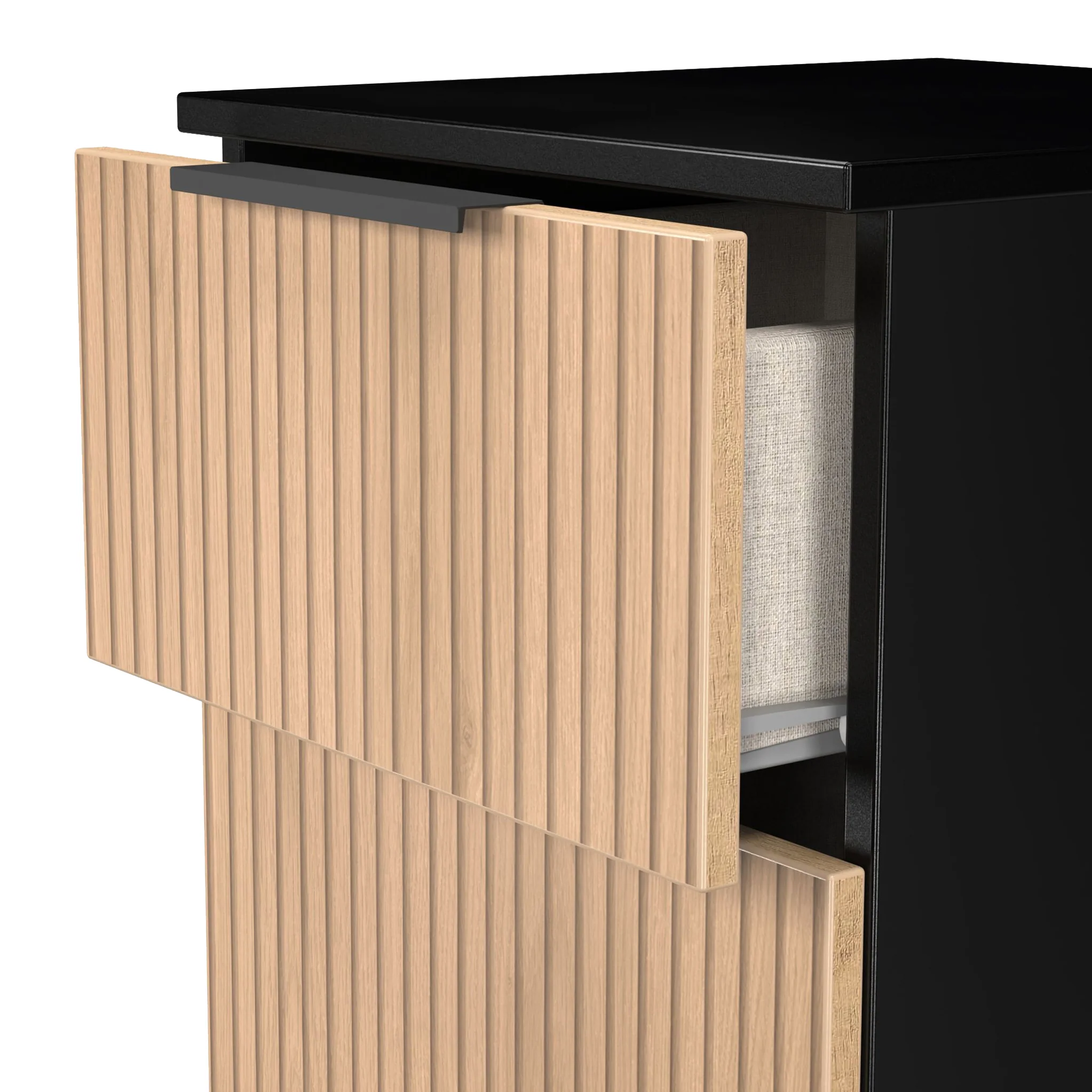 Jago Slatted Effect 2 Drawer Bedside Table - Image 5