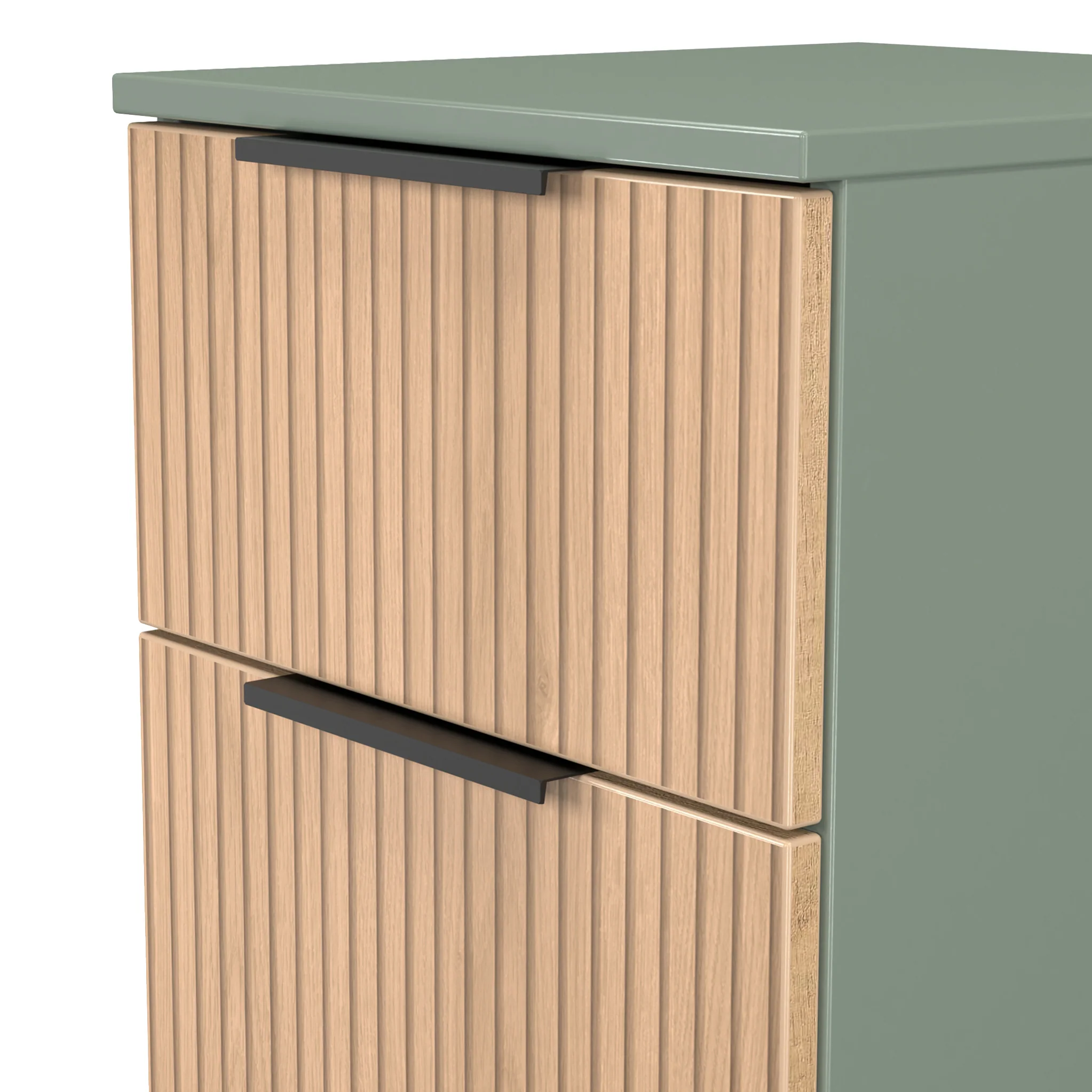 Jago Slatted Effect 2 Drawer Bedside Table - Image 9