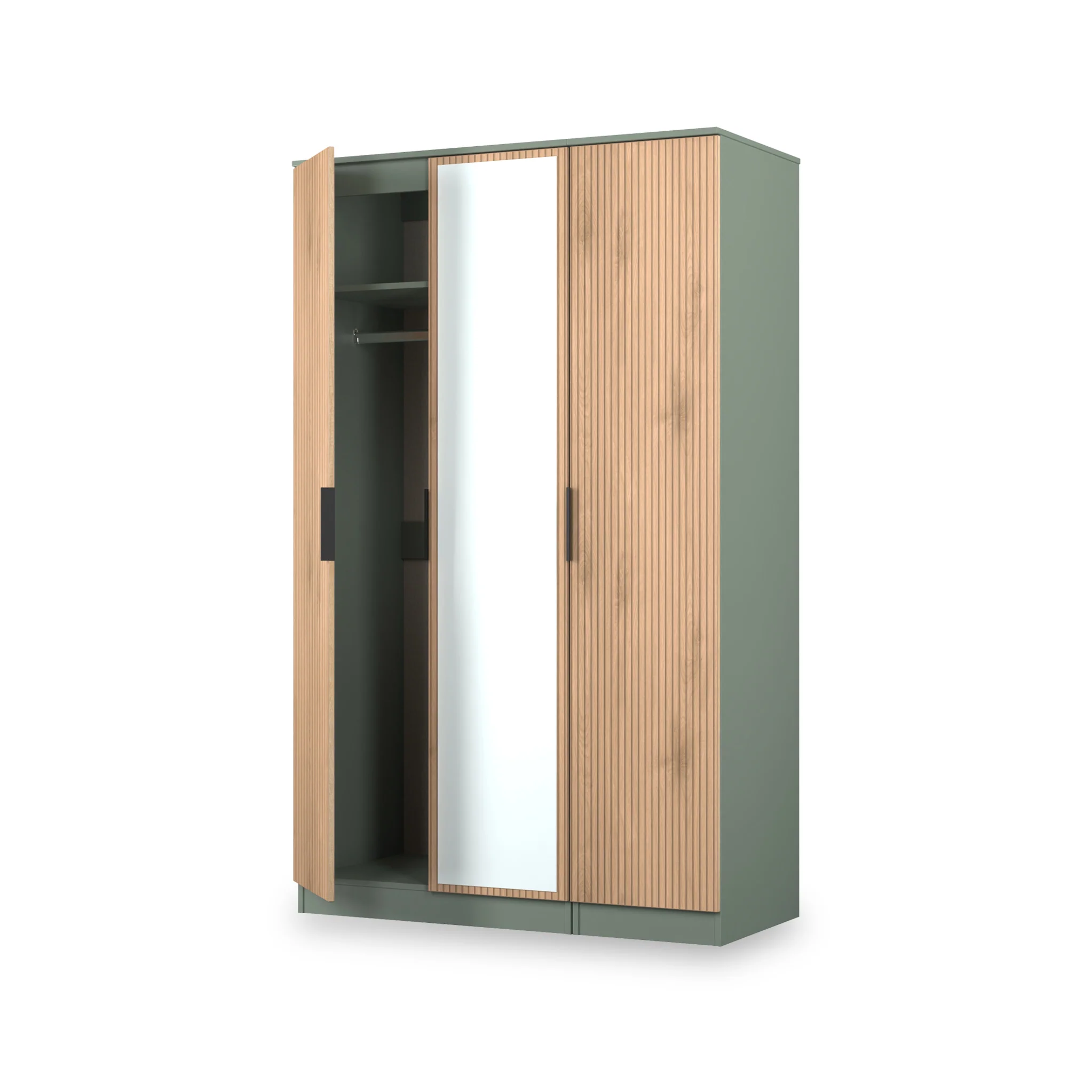 Jago Slatted Effect 3 Door Mirrored Wardrobe - Image 11
