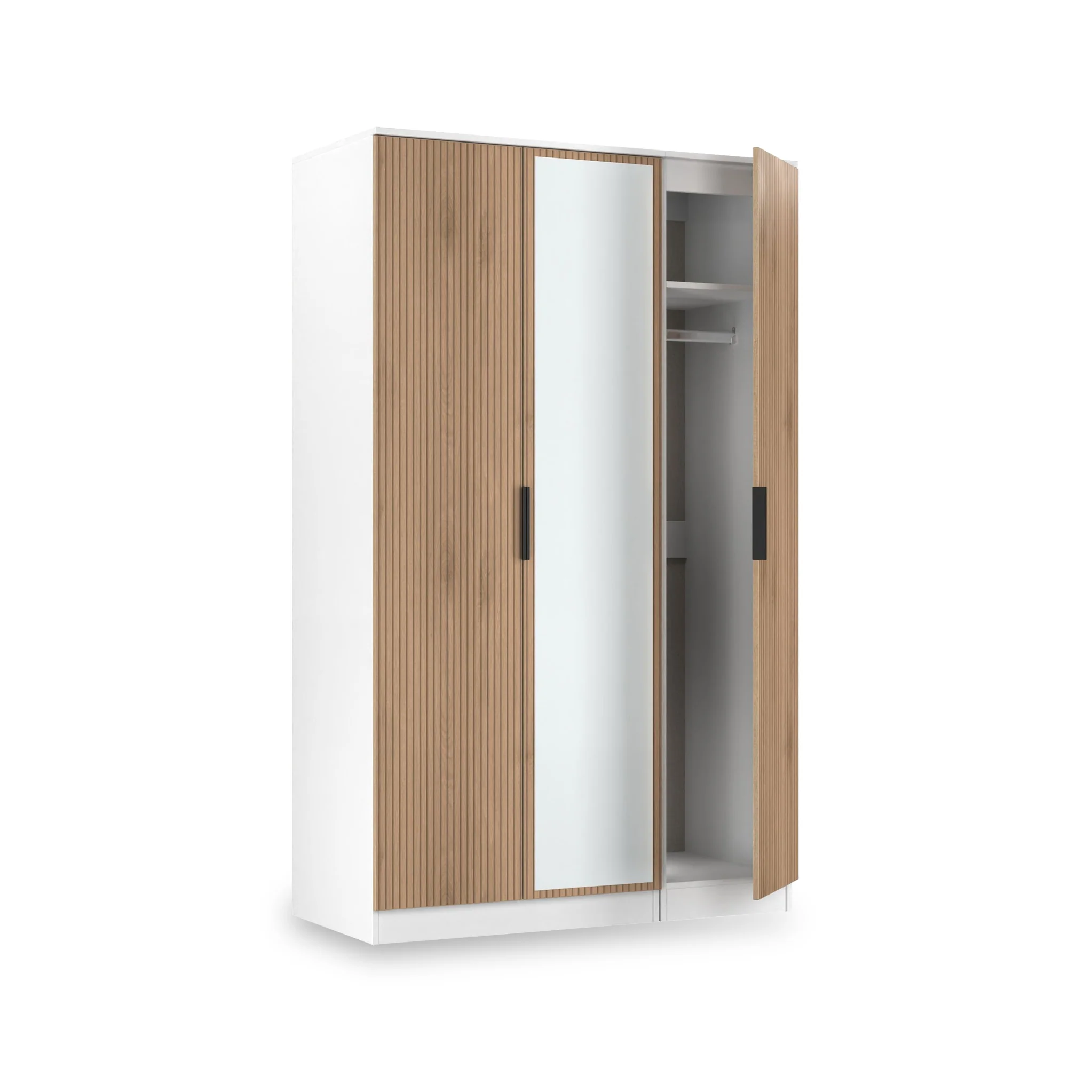Jago Slatted Effect 3 Door Mirrored Wardrobe - Image 13
