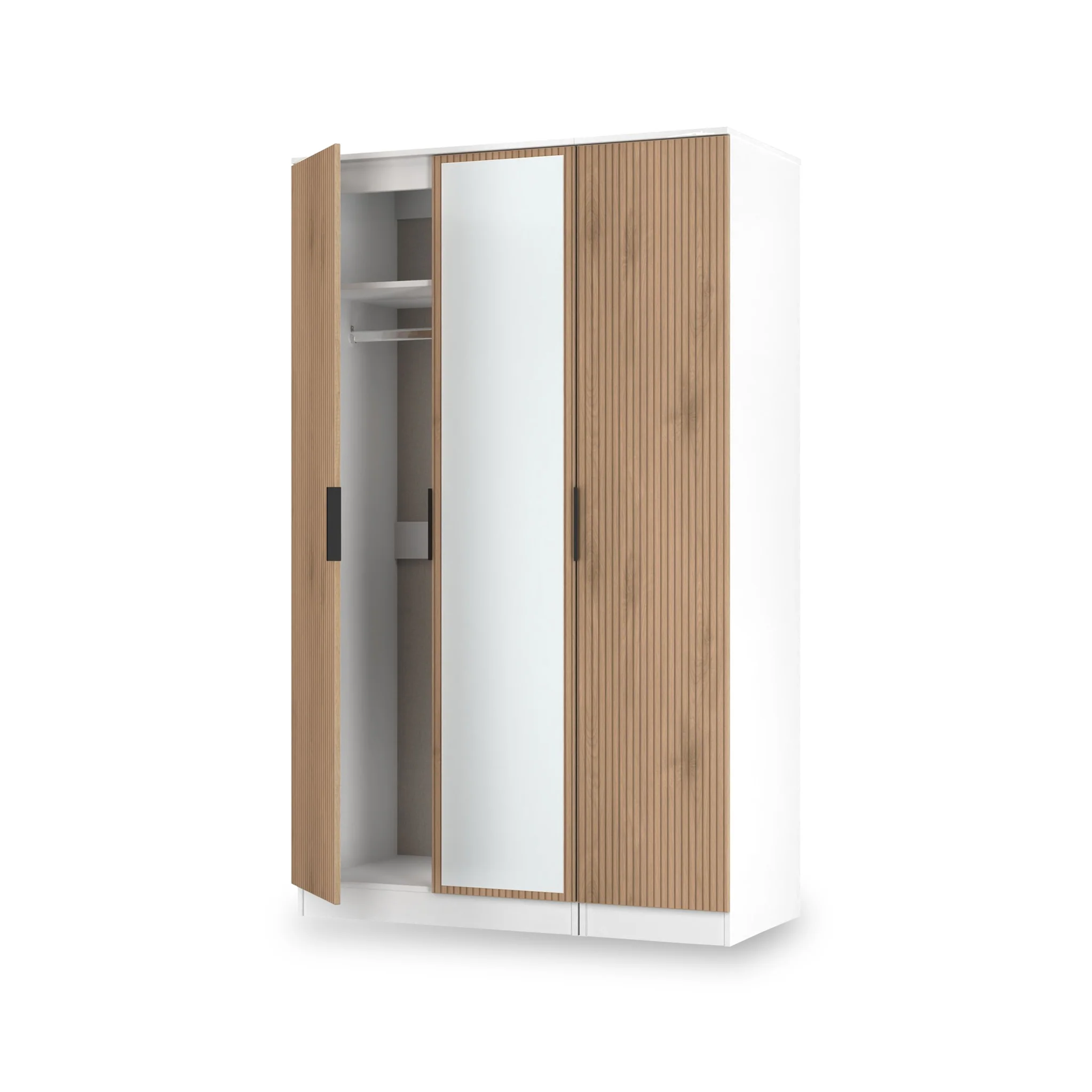 Jago Slatted Effect 3 Door Mirrored Wardrobe - Image 16