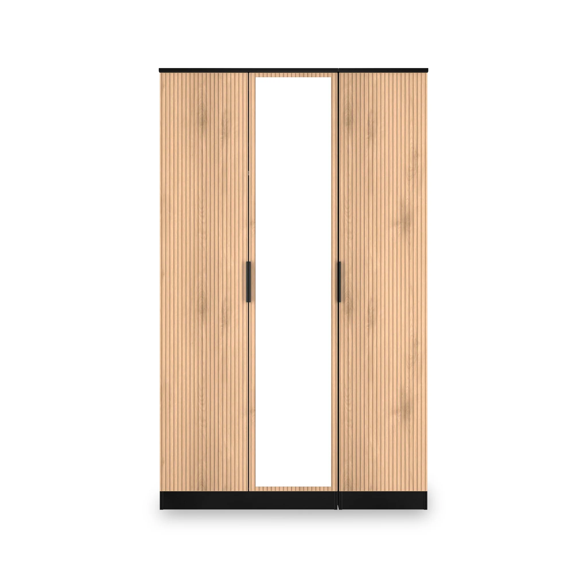 Jago Slatted Effect 3 Door Mirrored Wardrobe - Image 2