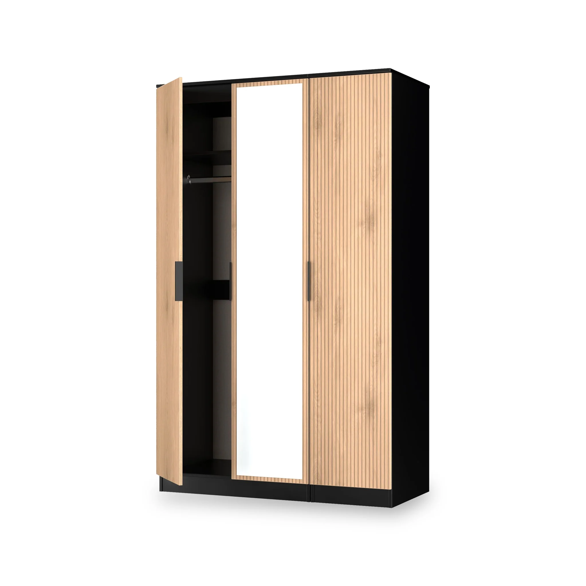 Jago Slatted Effect 3 Door Mirrored Wardrobe - Image 4