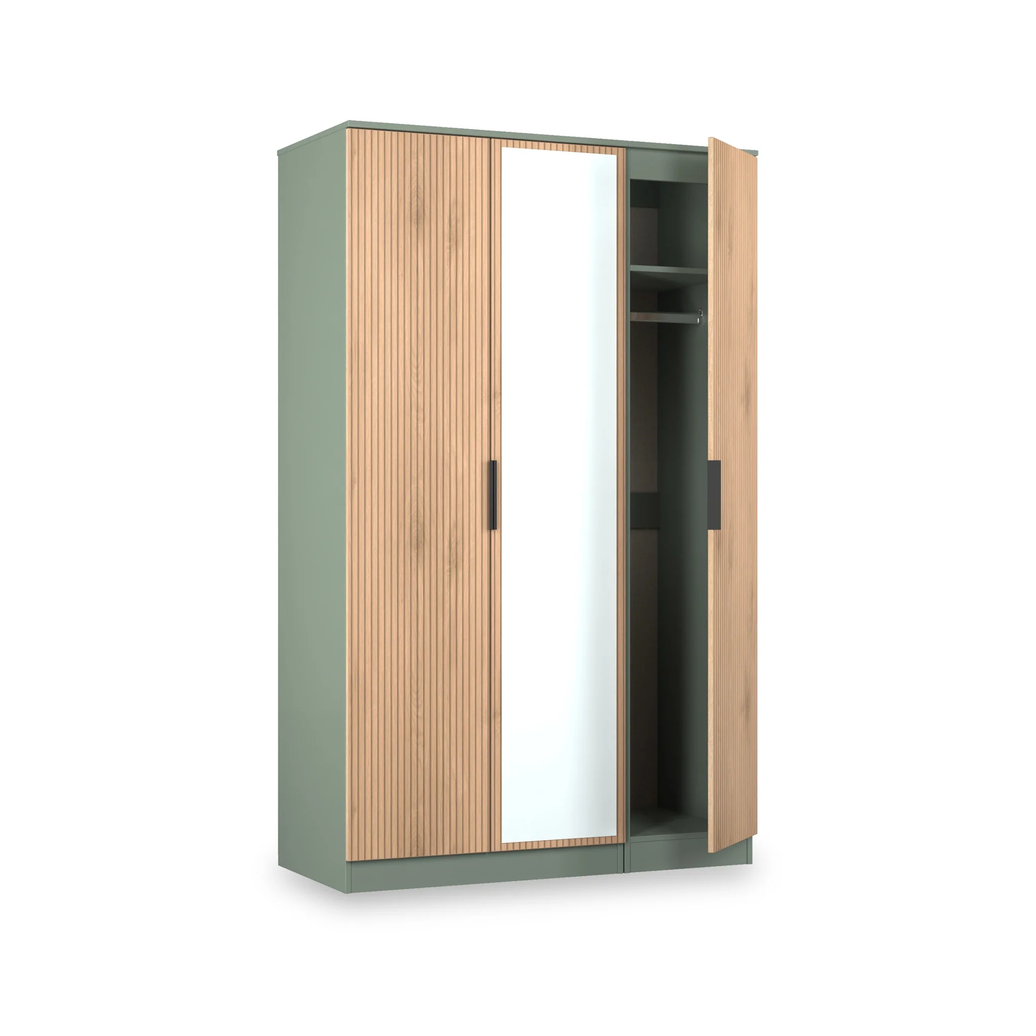 Jago Slatted Effect 3 Door Mirrored Wardrobe - Image 7