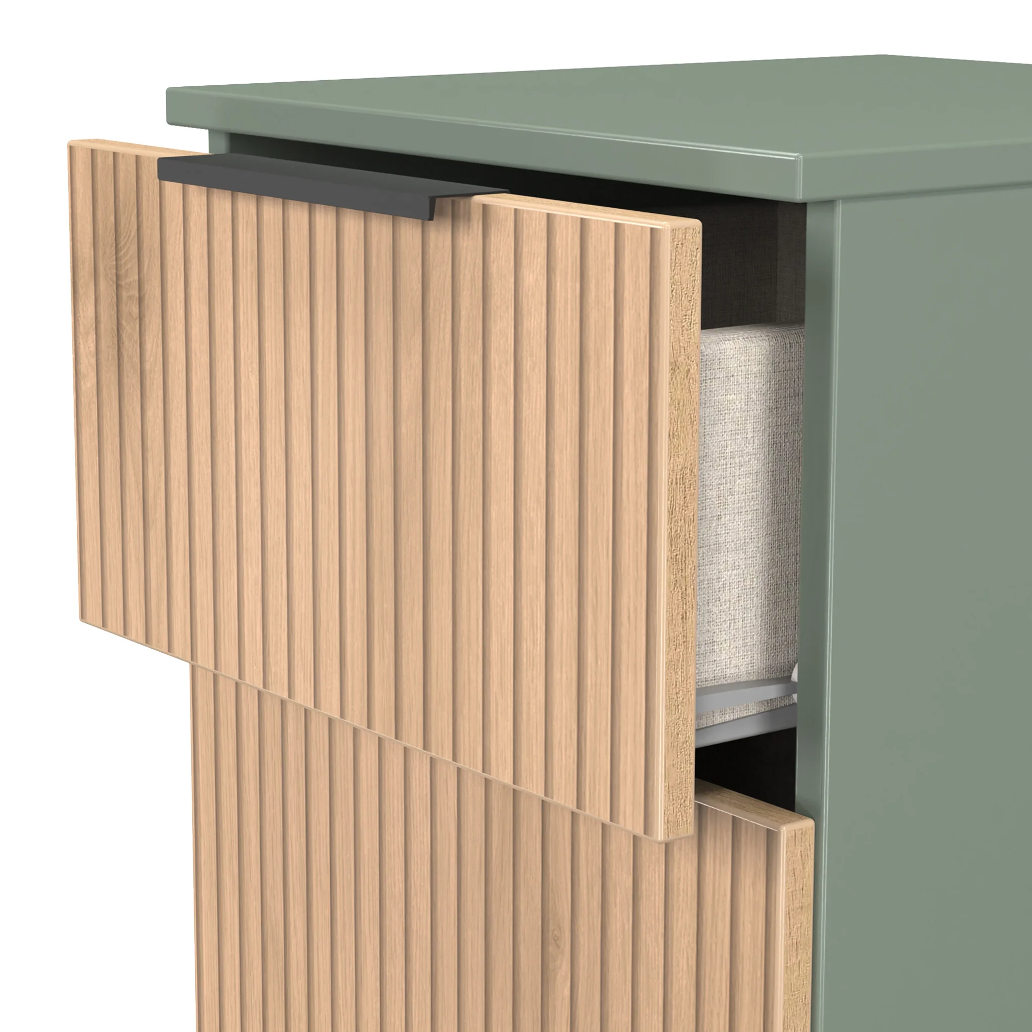 Jago Slatted Effect 3 Drawer Bedside Table - Image 14