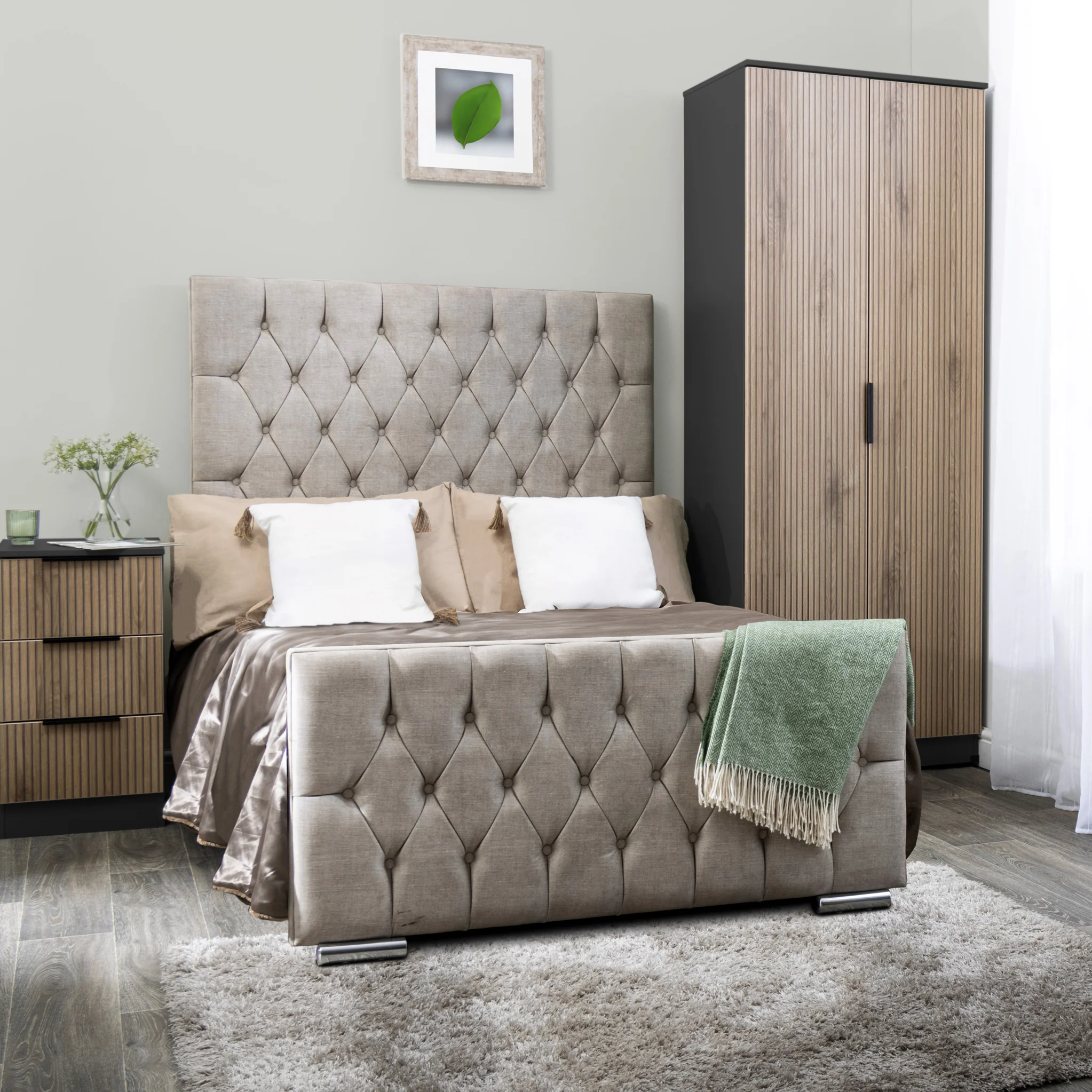 Jago Slatted Effect 3 Drawer Bedside Table - Image 2