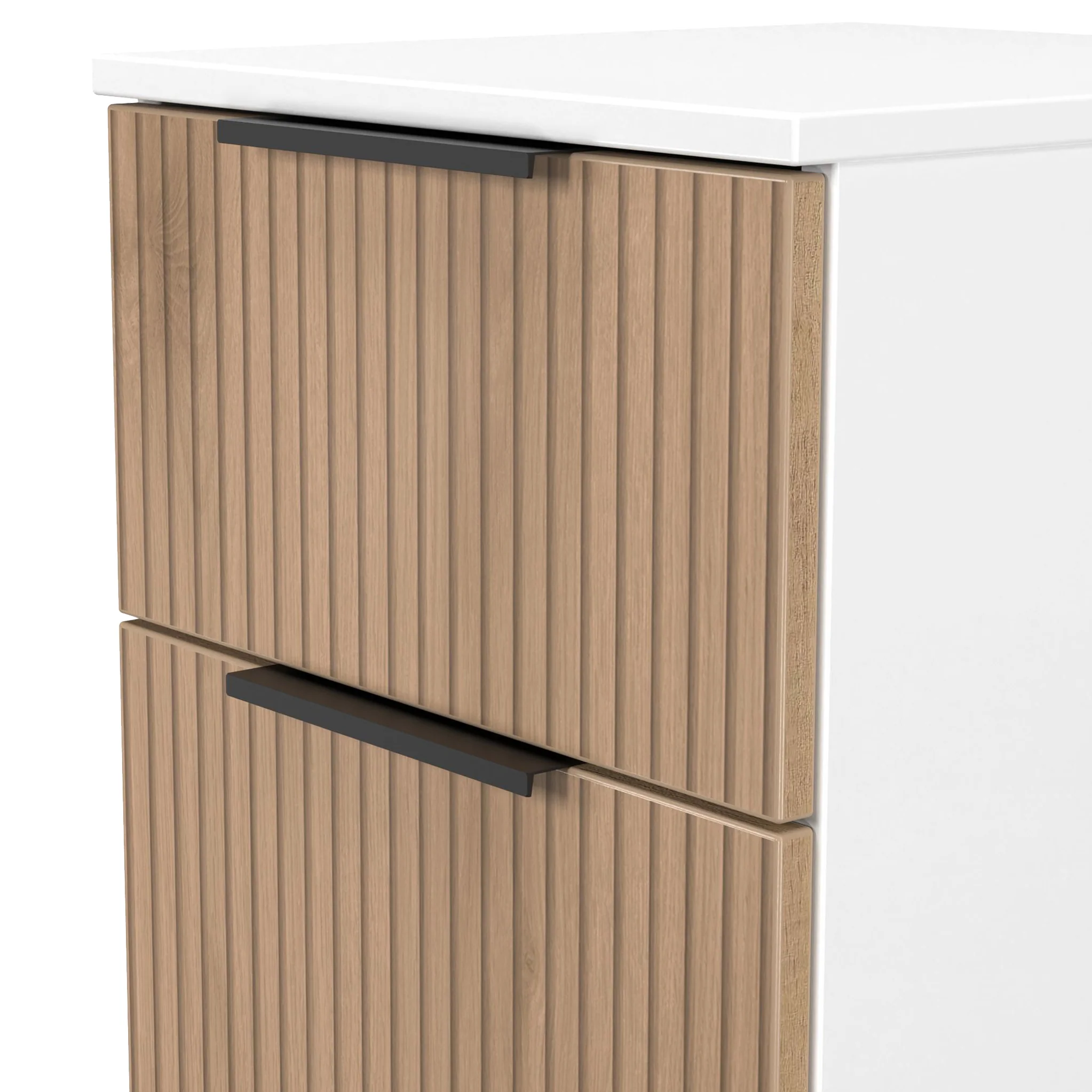 Jago Slatted Effect 3 Drawer Bedside Table - Image 20