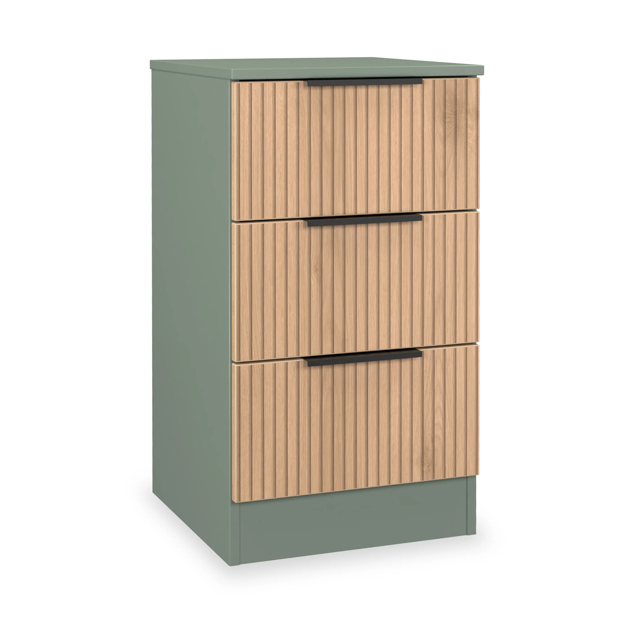 Jago Slatted Effect 3 Drawer Bedside Table - Image 9