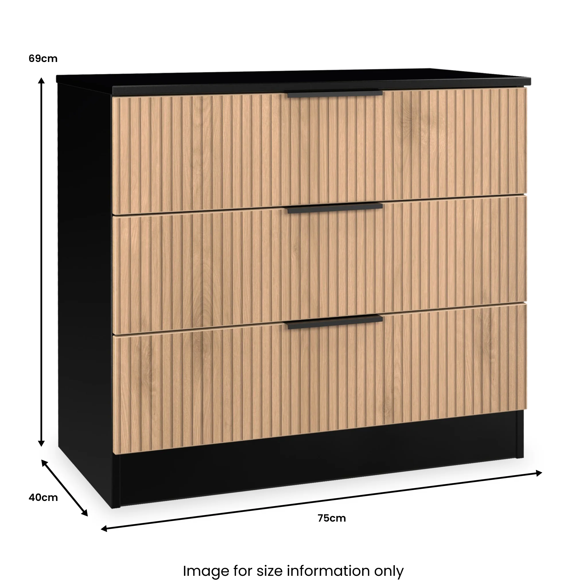 Jago Slatted Effect 3 Drawer Chest - Image 16