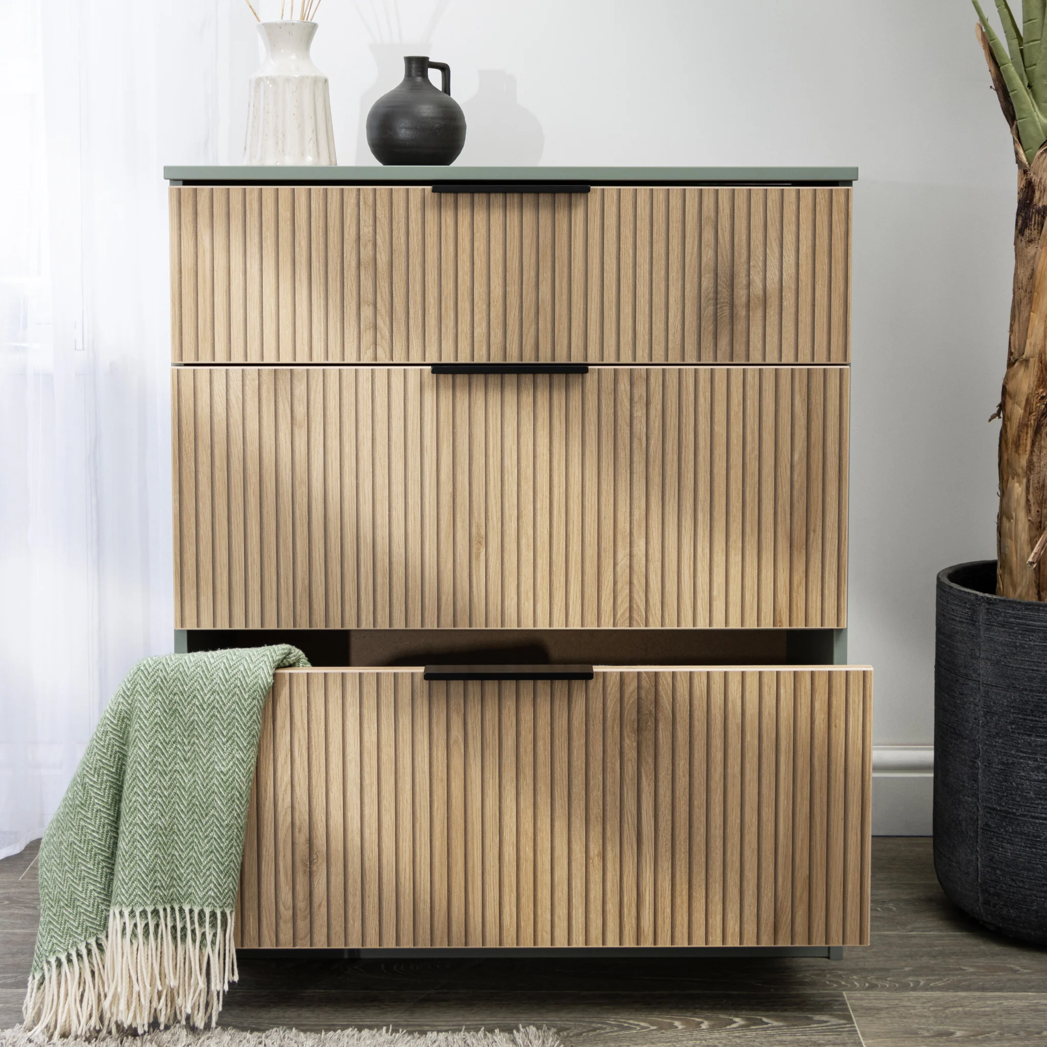 Jago Slatted Effect 3 Drawer Deep Chest - Image 14