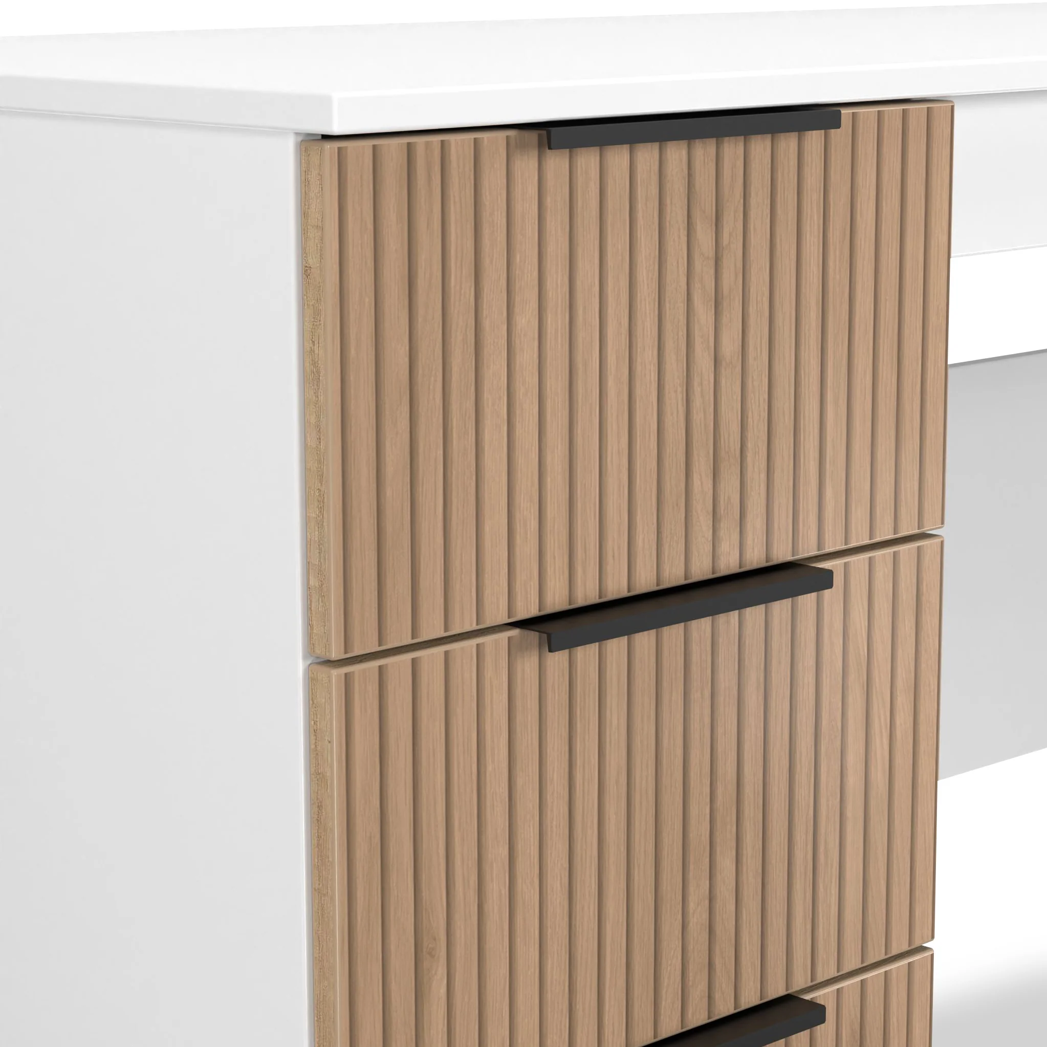 Jago Slatted Effect 3 Drawer Desk - Image 17
