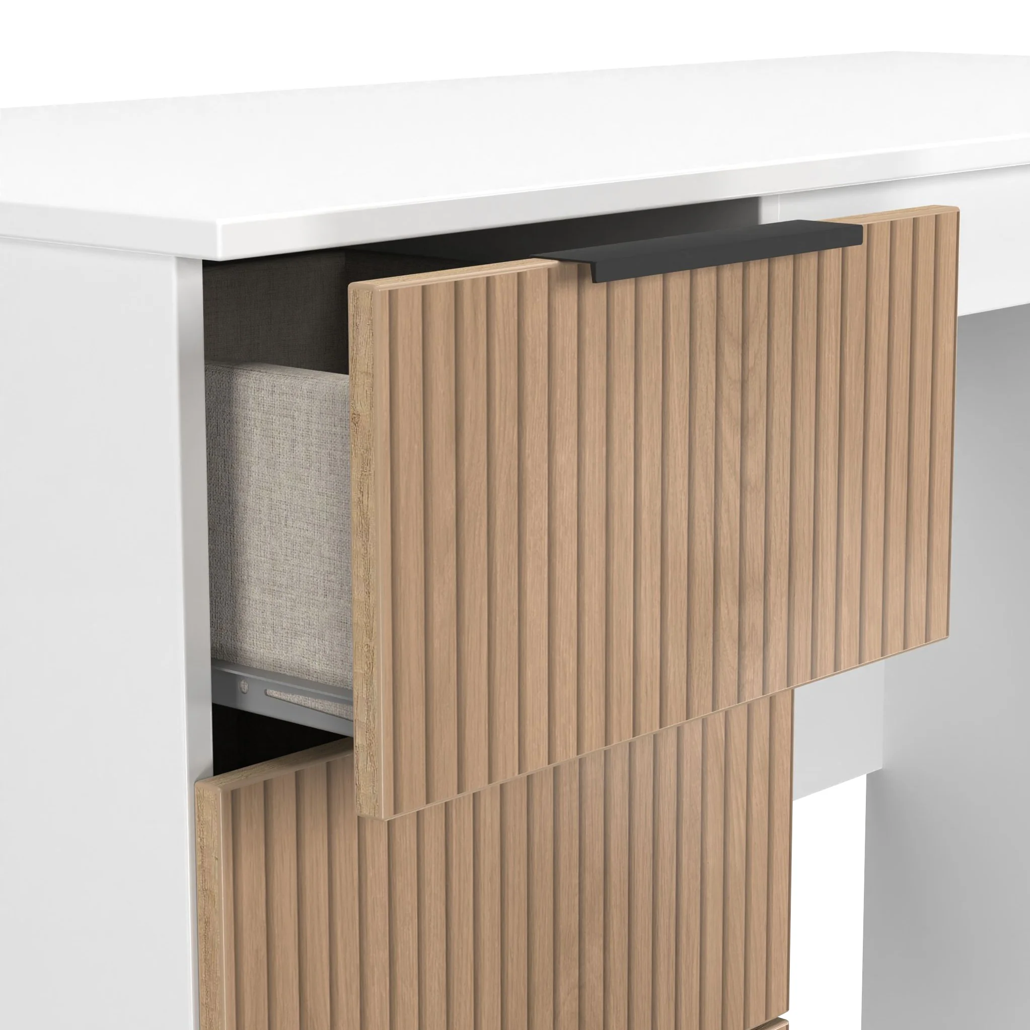 Jago Slatted Effect 3 Drawer Desk - Image 18