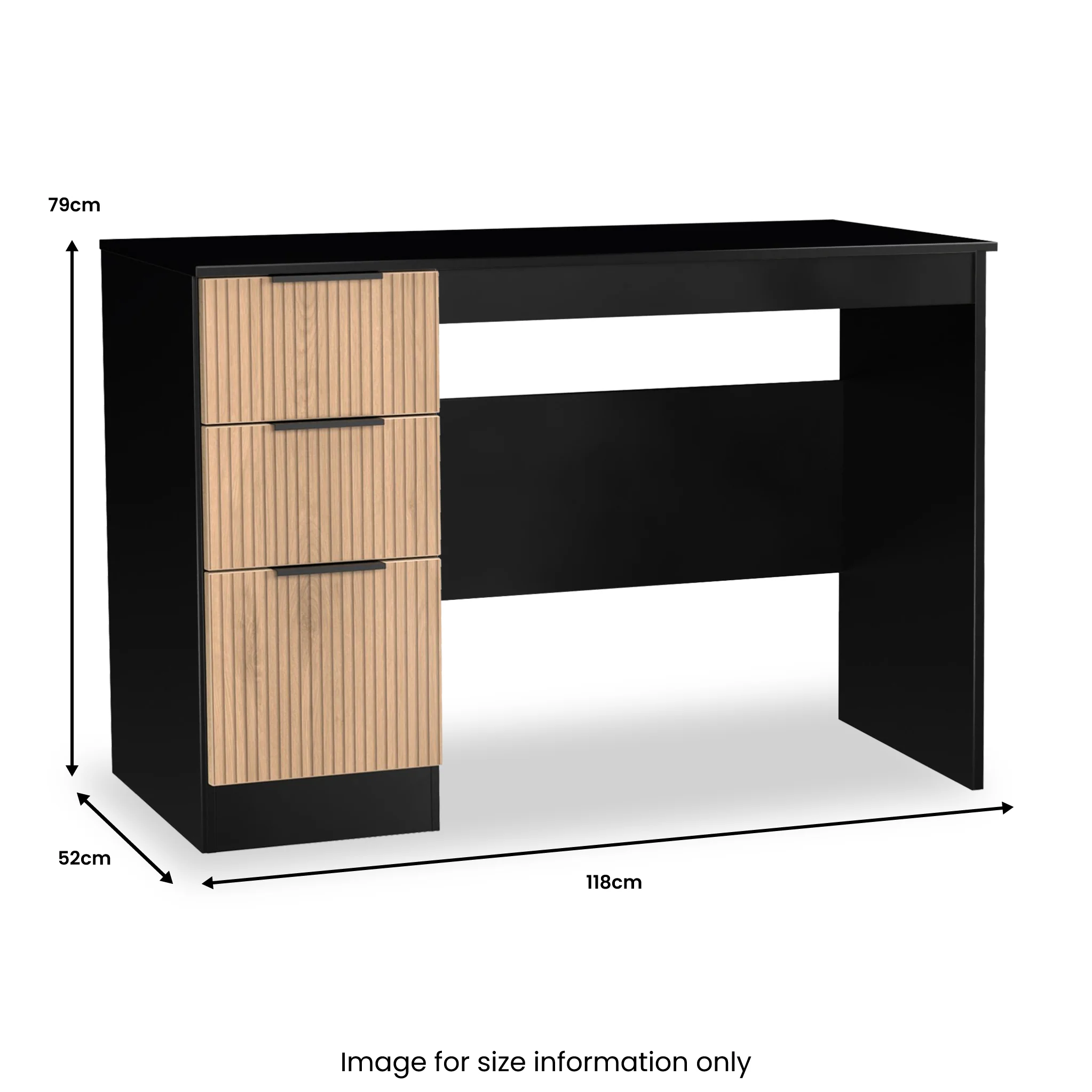 Jago Slatted Effect 3 Drawer Desk - Image 19