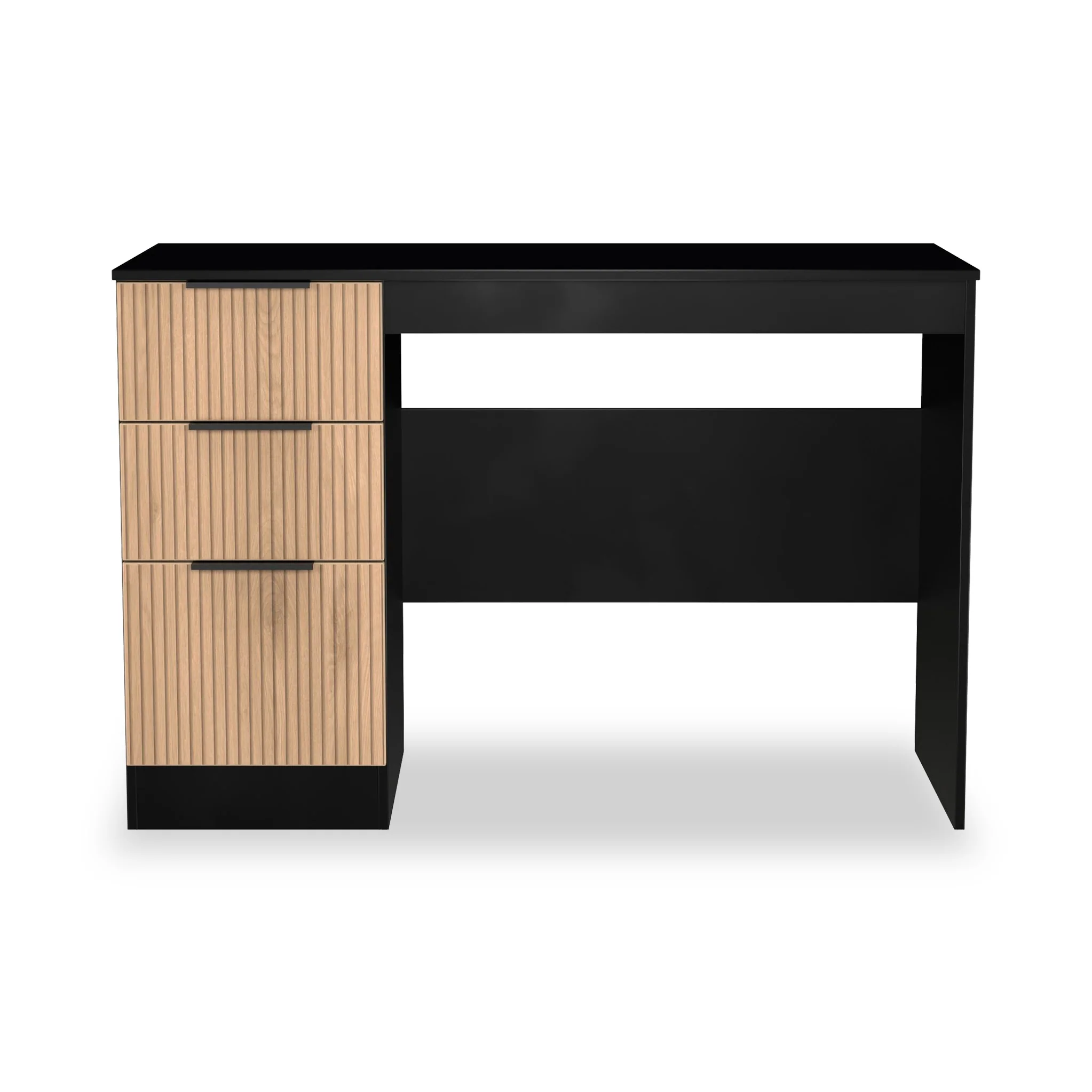 Jago Slatted Effect 3 Drawer Desk - Image 2