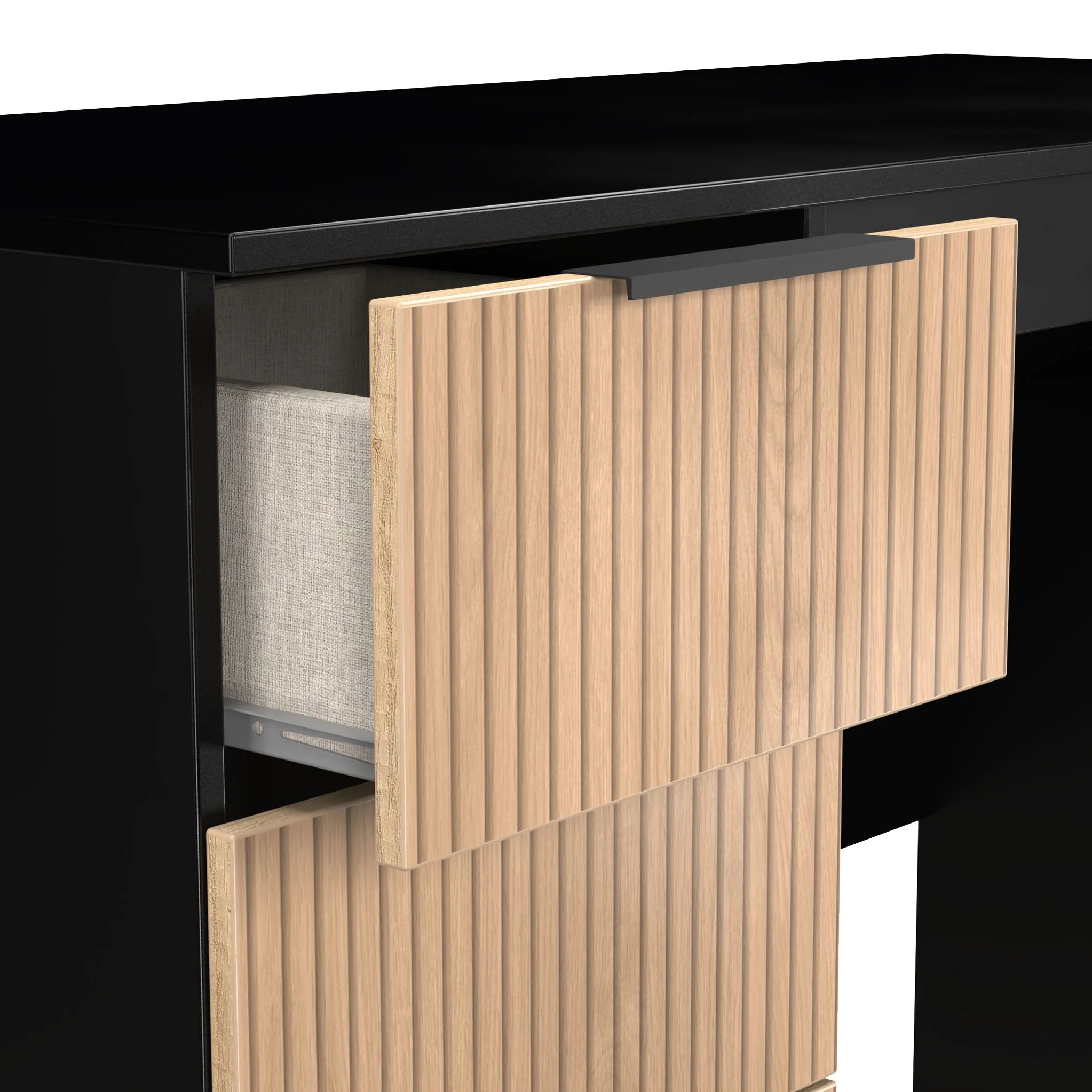 Jago Slatted Effect 3 Drawer Desk - Image 6