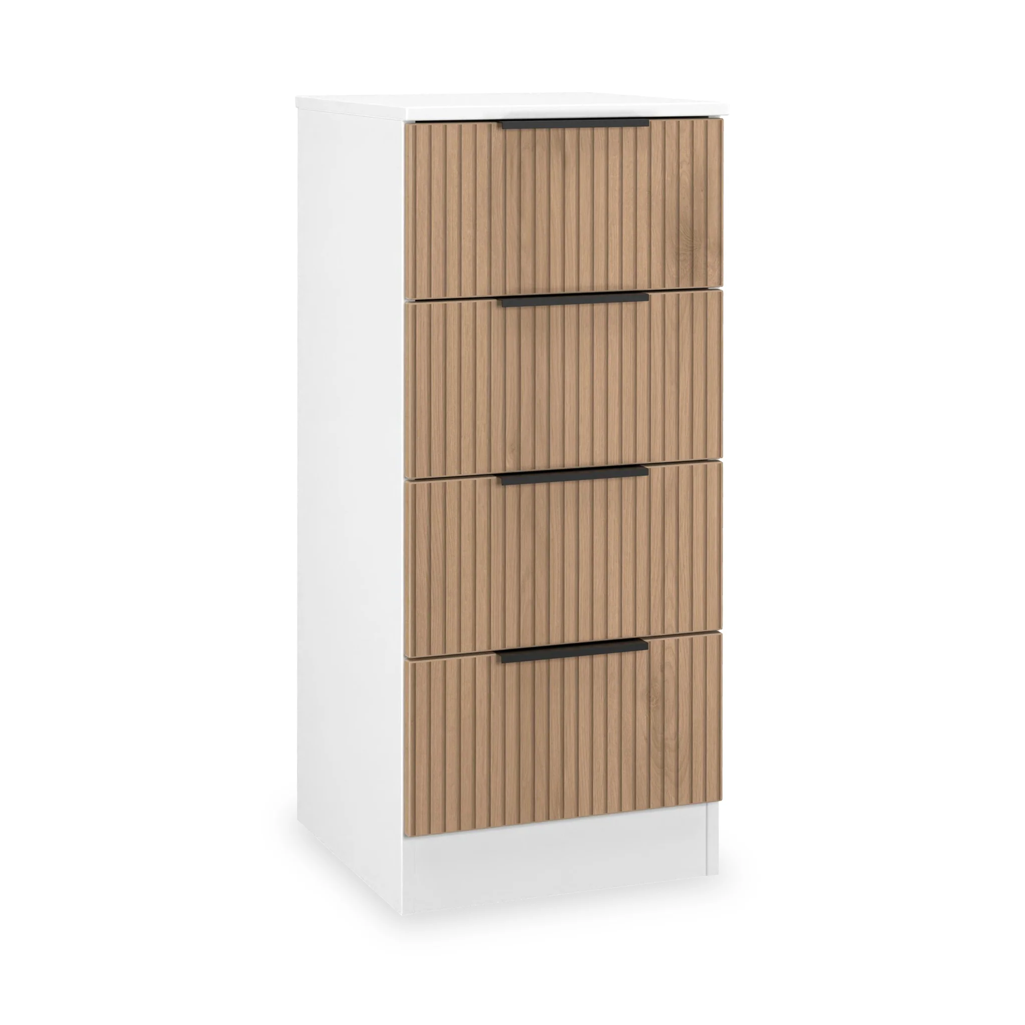 Jago Slatted Effect 4 Drawer Bedside Table - Image 11