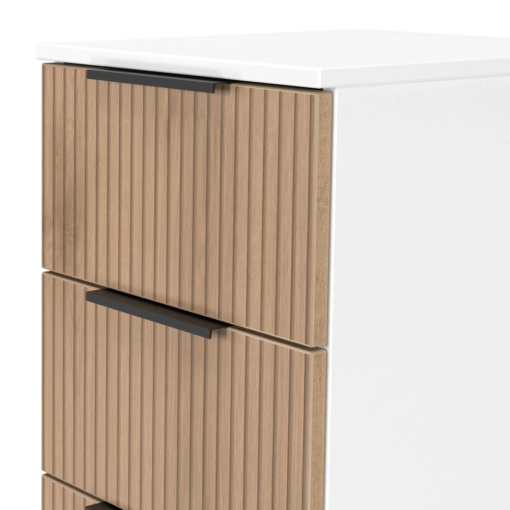 Jago Slatted Effect 4 Drawer Bedside Table - Image 14